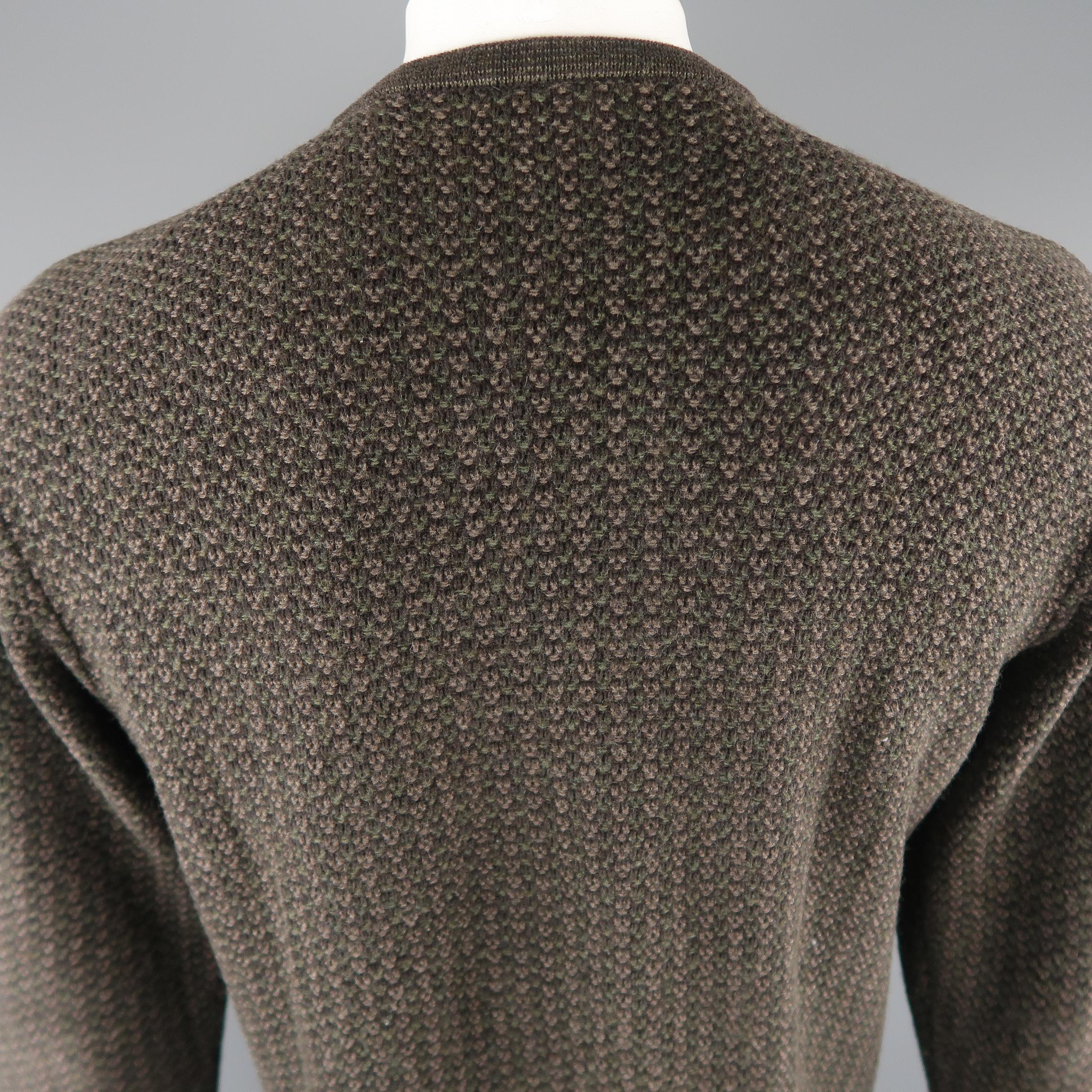 ERMENEGILDO ZEGNA Size L Brown Knit Wool / Cotton Sweater In Excellent Condition In San Francisco, CA