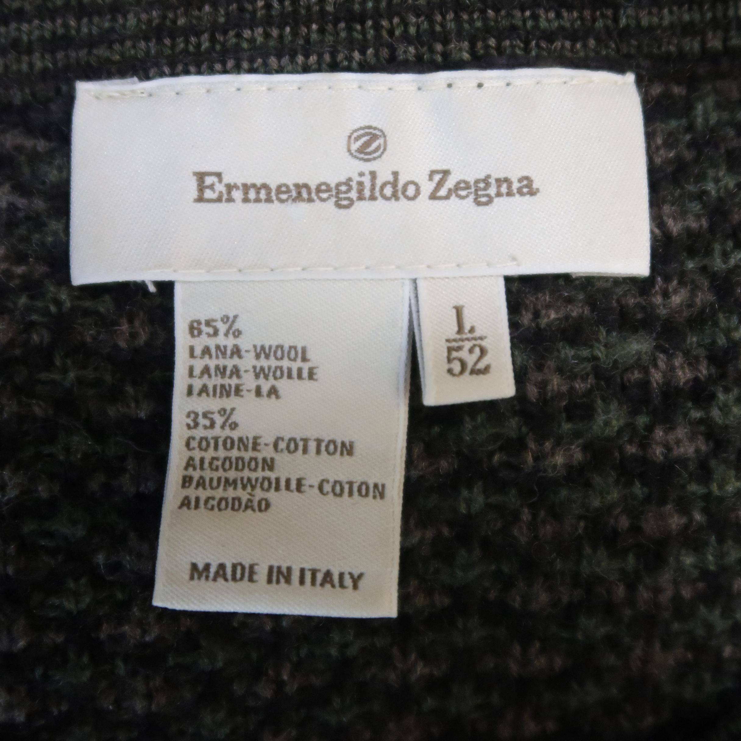 ERMENEGILDO ZEGNA Size L Brown Knit Wool / Cotton Sweater 1