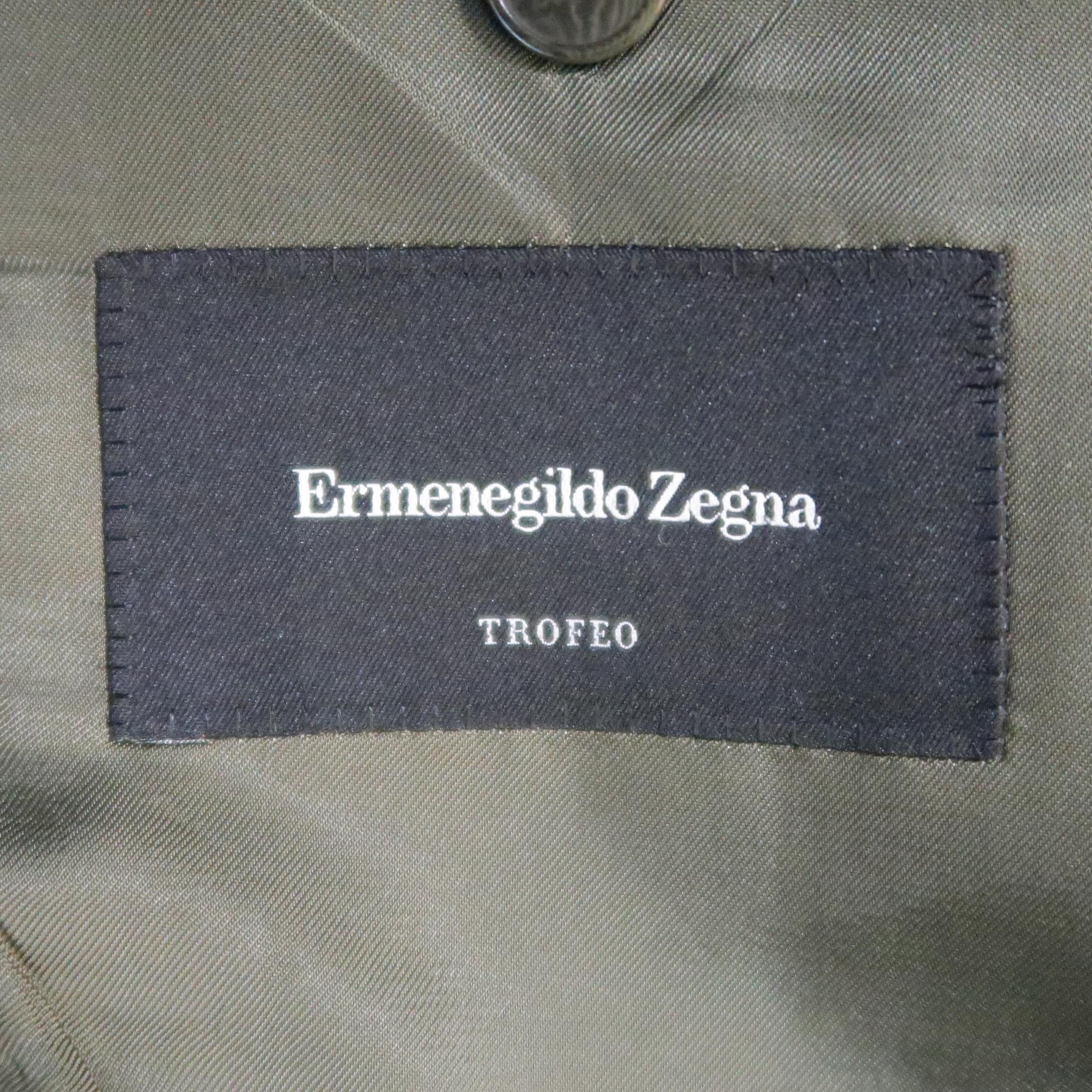 ERMENEGILDO ZEGNA 48 Long Olive Solid Wool Sport Coat 3