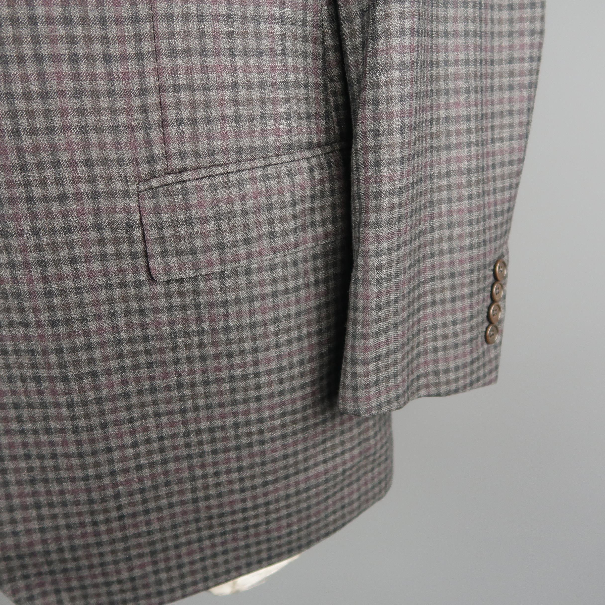 ERMENEGILDO ZEGNA 48 Regular Dark Gray Checkered Wool Sport Coat In Excellent Condition In San Francisco, CA