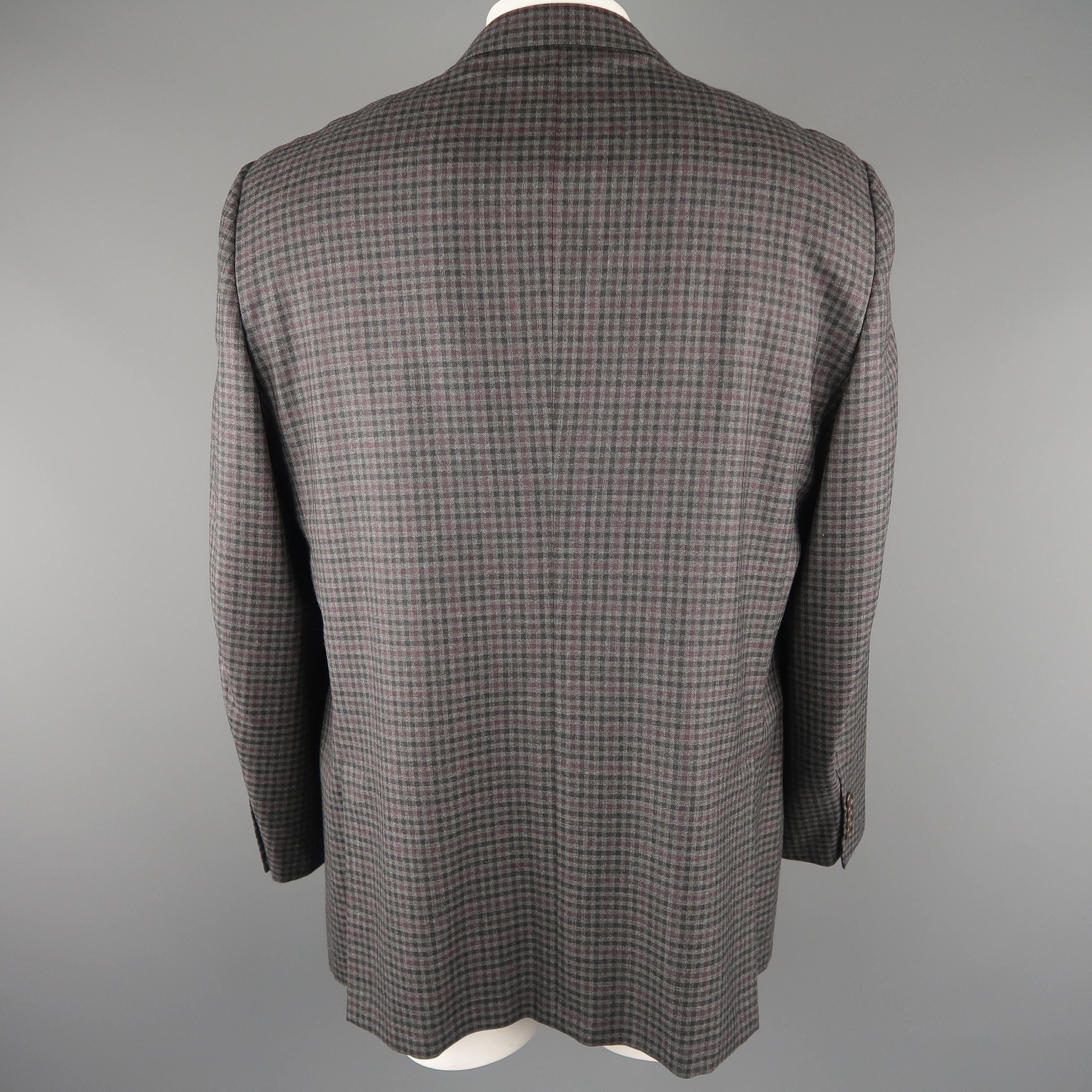 Men's ERMENEGILDO ZEGNA 48 Regular Dark Gray Checkered Wool Sport Coat