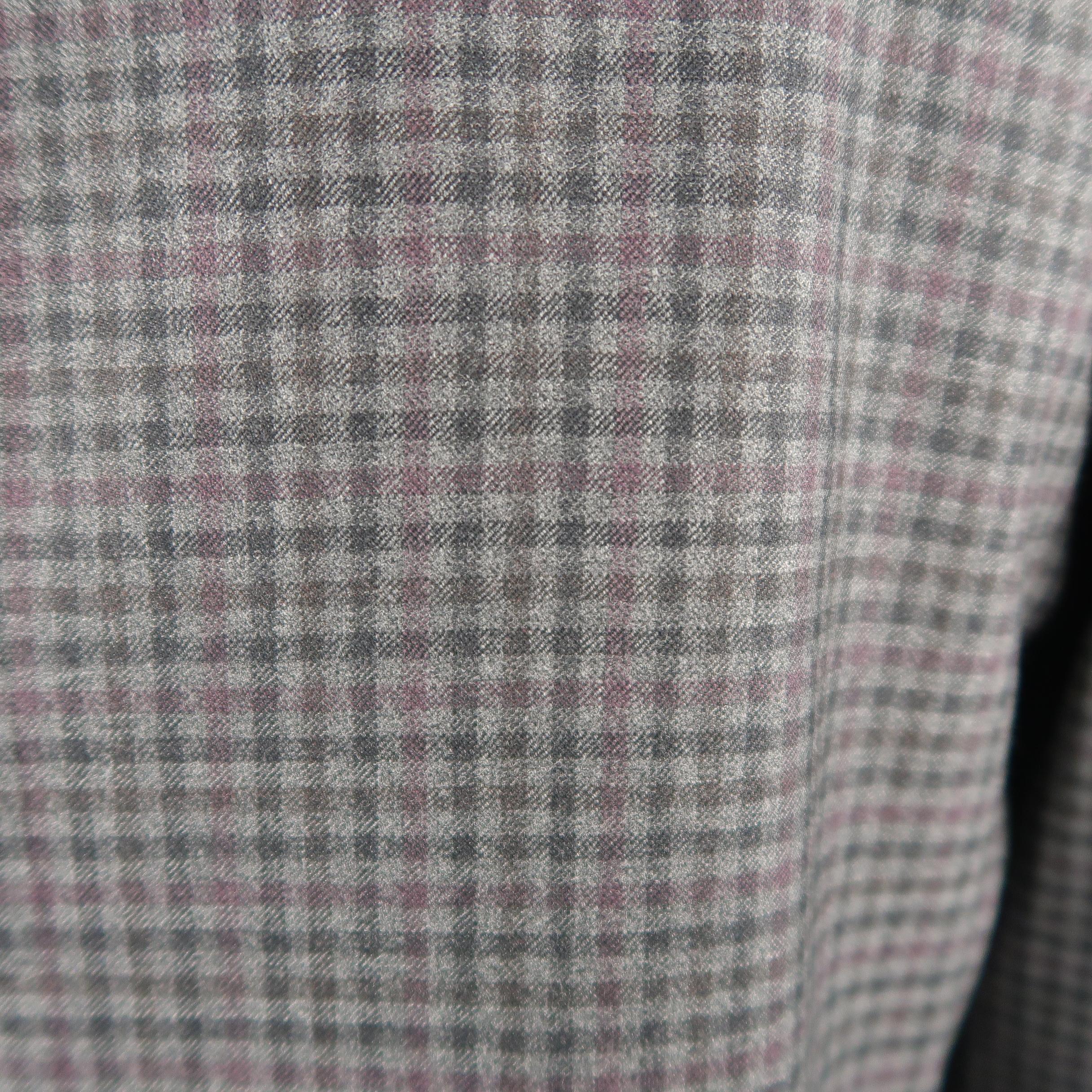 ERMENEGILDO ZEGNA 48 Regular Dark Gray Checkered Wool Sport Coat 1