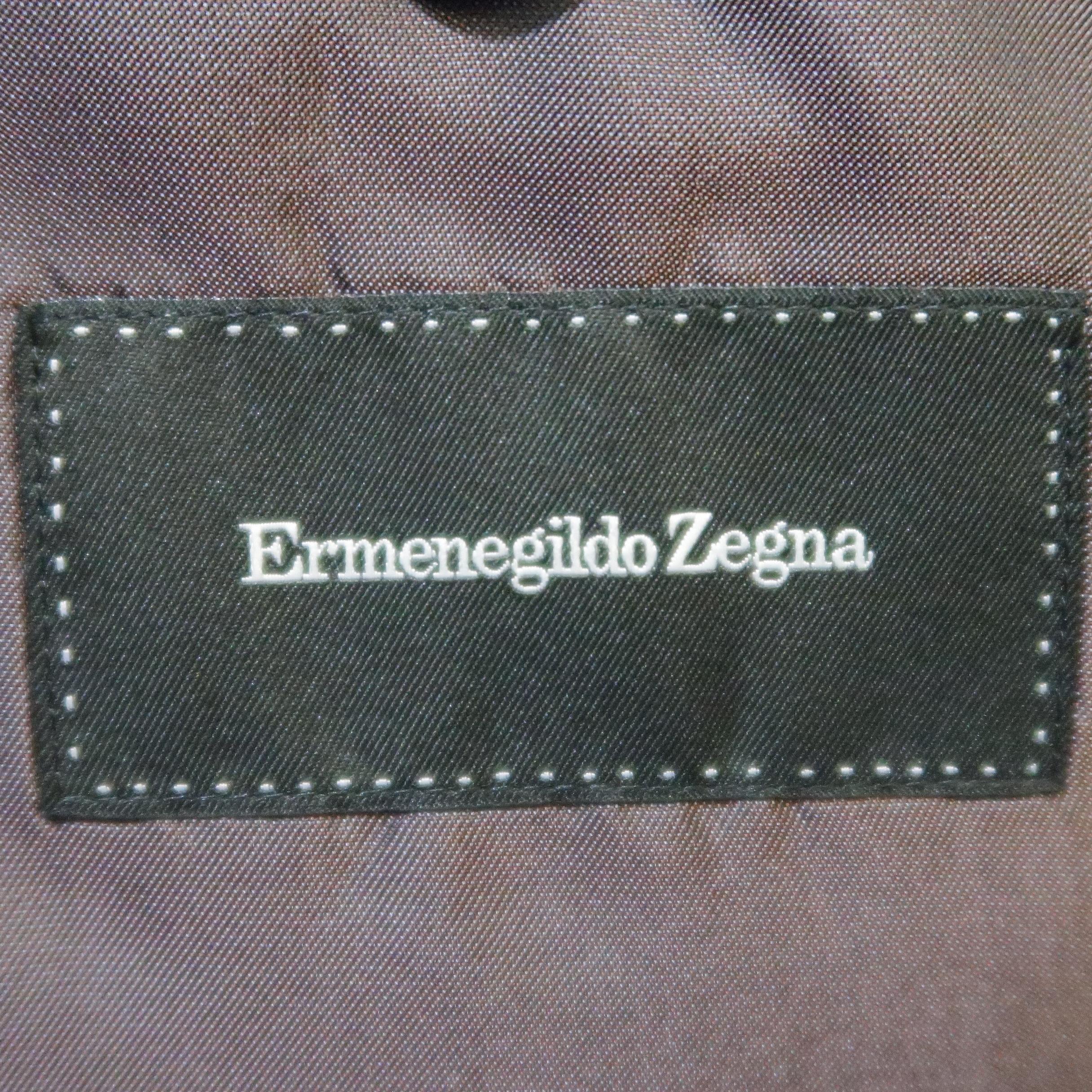 ERMENEGILDO ZEGNA 48 Regular Dark Gray Checkered Wool Sport Coat 4