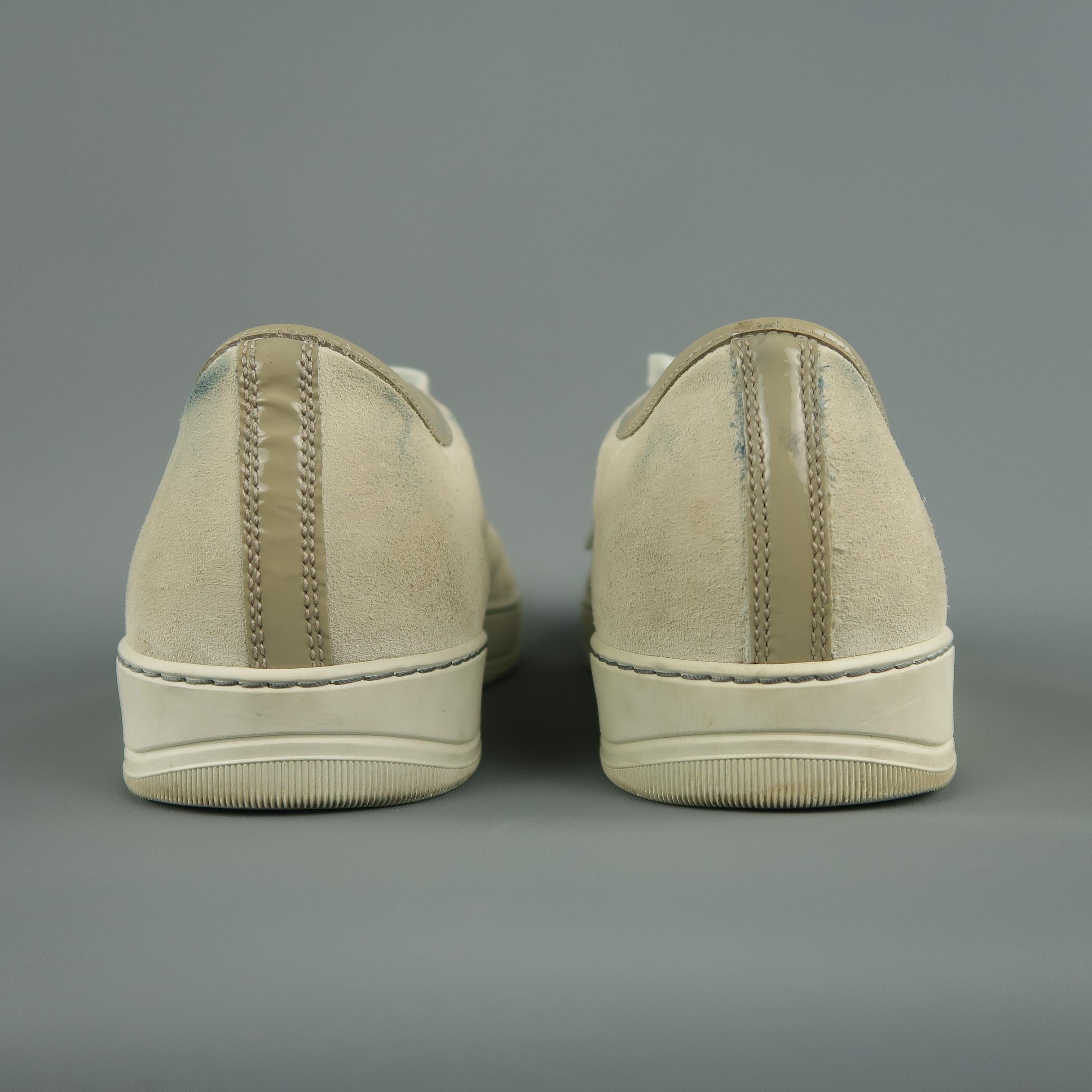 Brown LANVIN Size 13 Ivory Solid Suede Sneakers