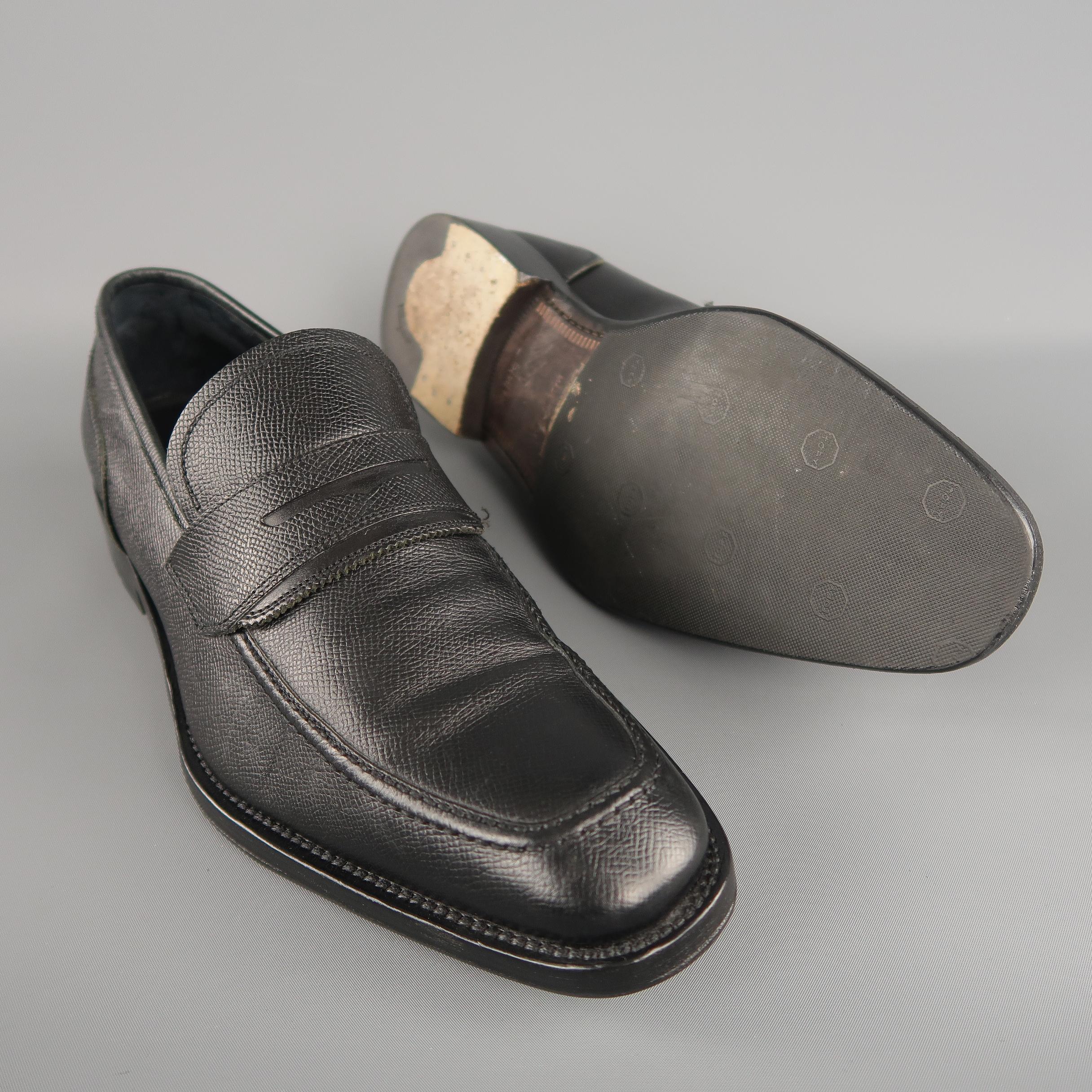 SALVATORE FERRAGAMO Size 10 Black Solid Leather Loafers In Excellent Condition In San Francisco, CA