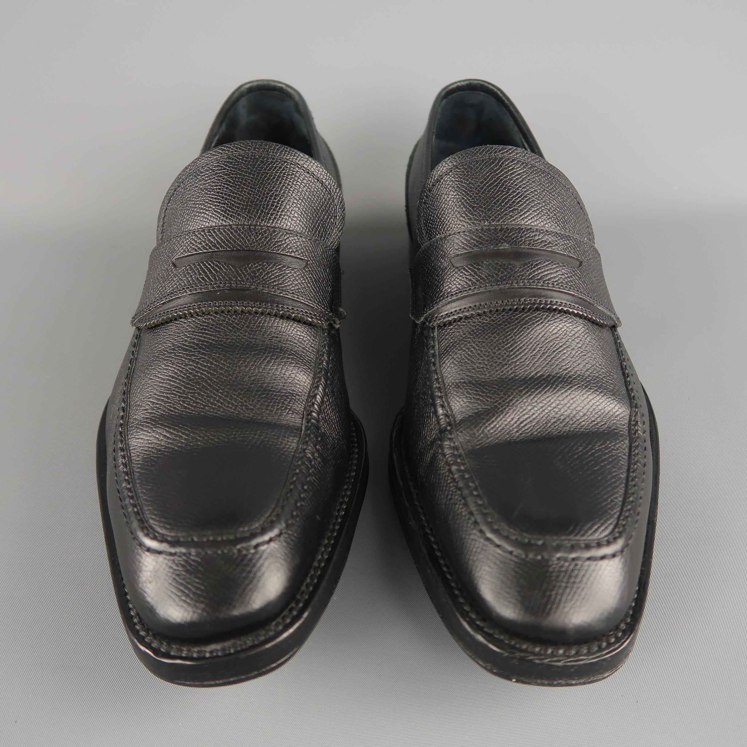 Men's SALVATORE FERRAGAMO Size 10 Black Solid Leather Loafers