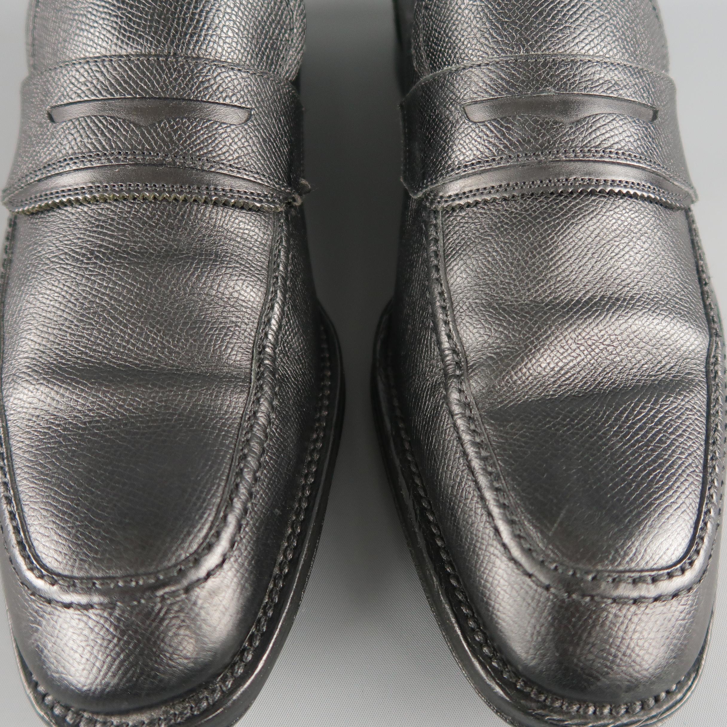 SALVATORE FERRAGAMO Size 10 Black Solid Leather Loafers 1
