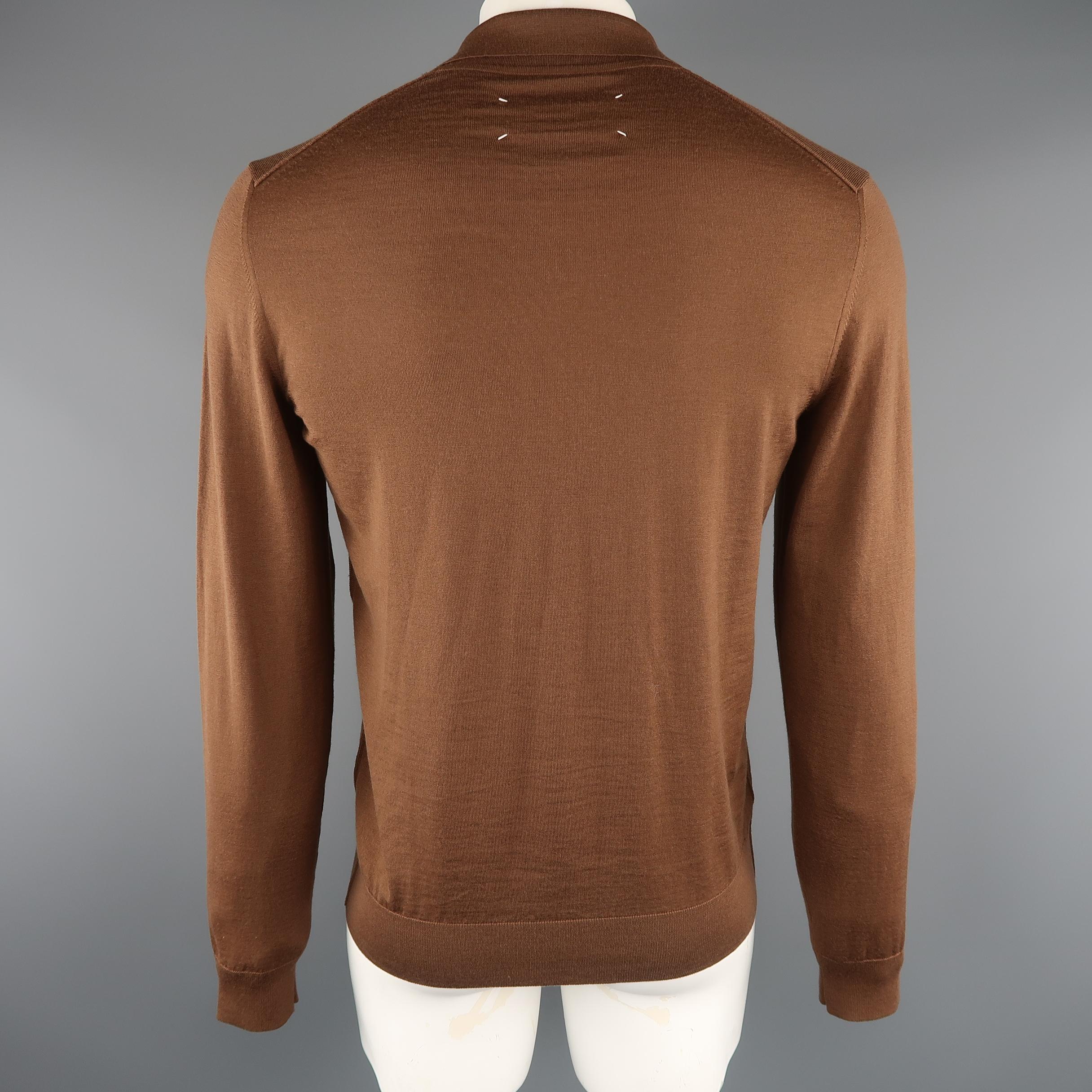  MAISON MARTIN MARGIELA Size M Brown Solid Wool Pullover Sweater In Excellent Condition In San Francisco, CA