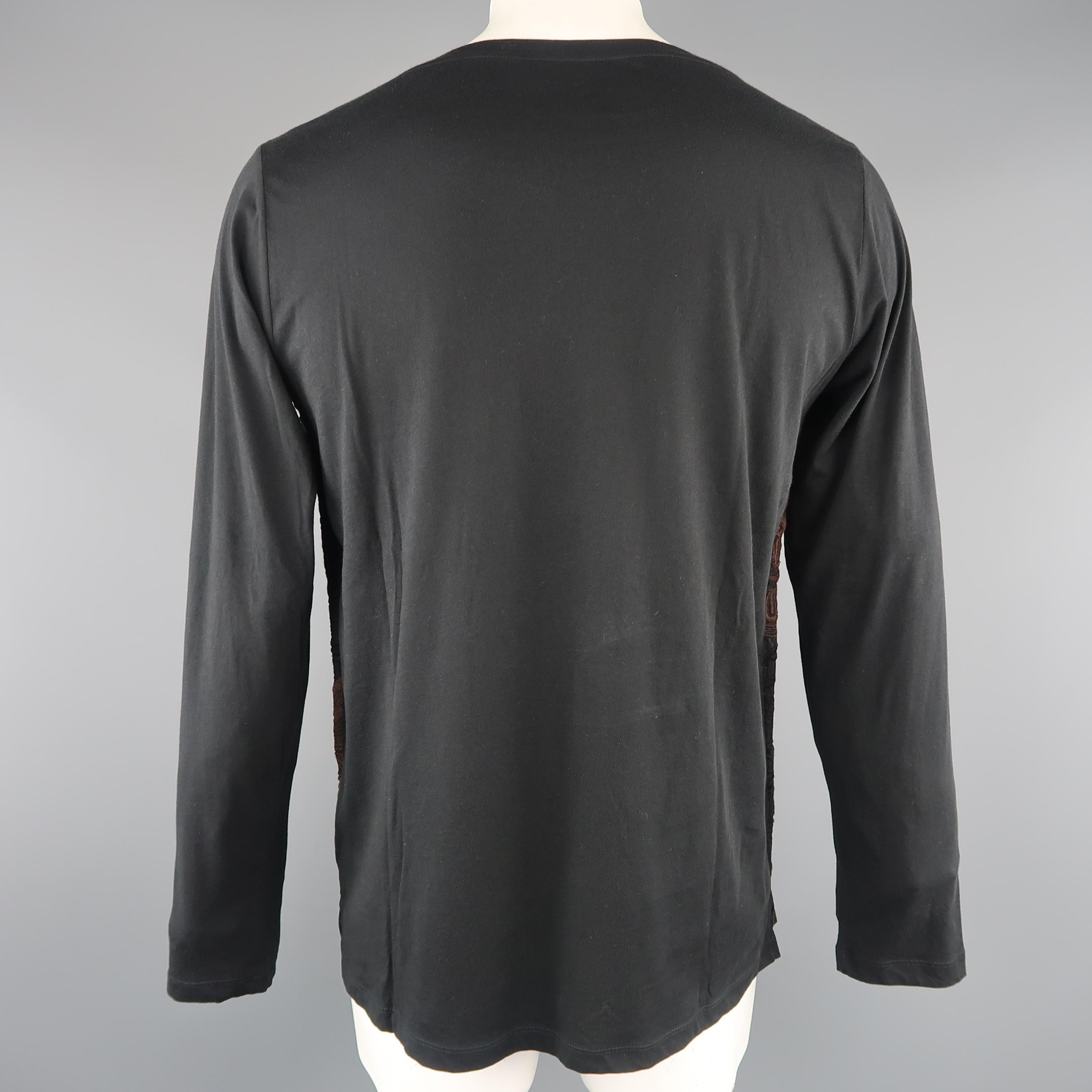 DRIES VAN NOTEN Size S Black Embroidery Cotton / Silk Pullover Sweater  1