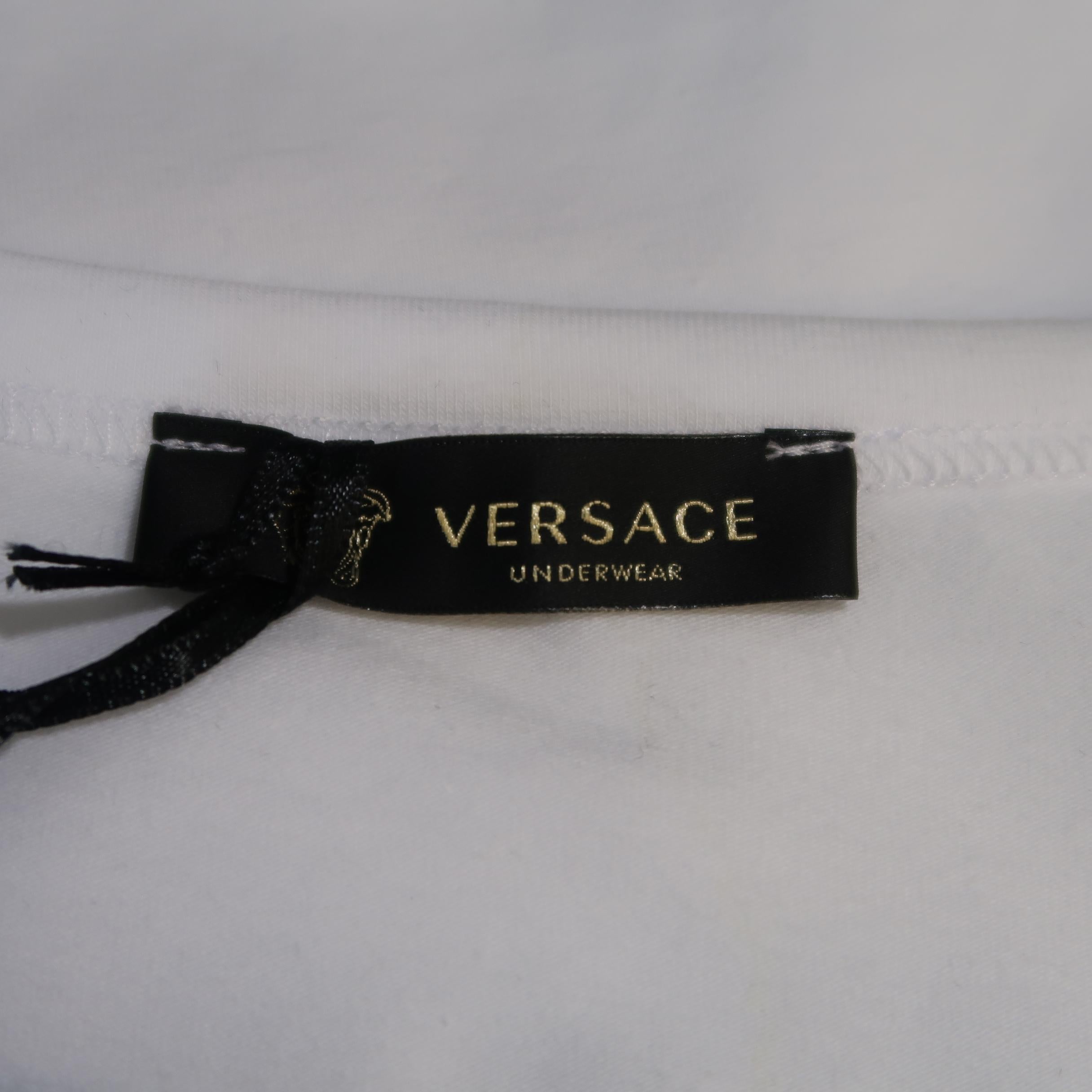 Gray VERSACE Size M White Solid Cotton Blend T-shirt