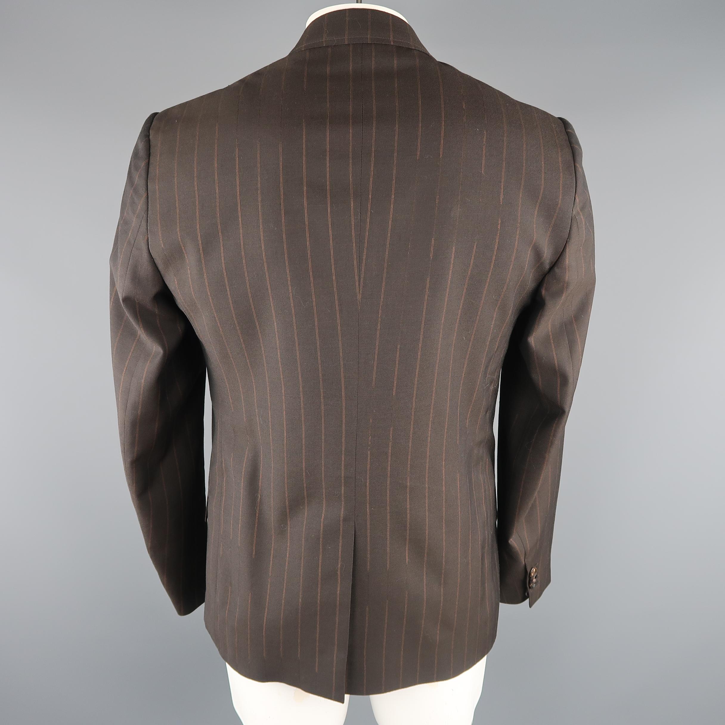 MAISON MARTIN MARGIELA 42 Brown Stripe Wool Sport Coat In Excellent Condition In San Francisco, CA