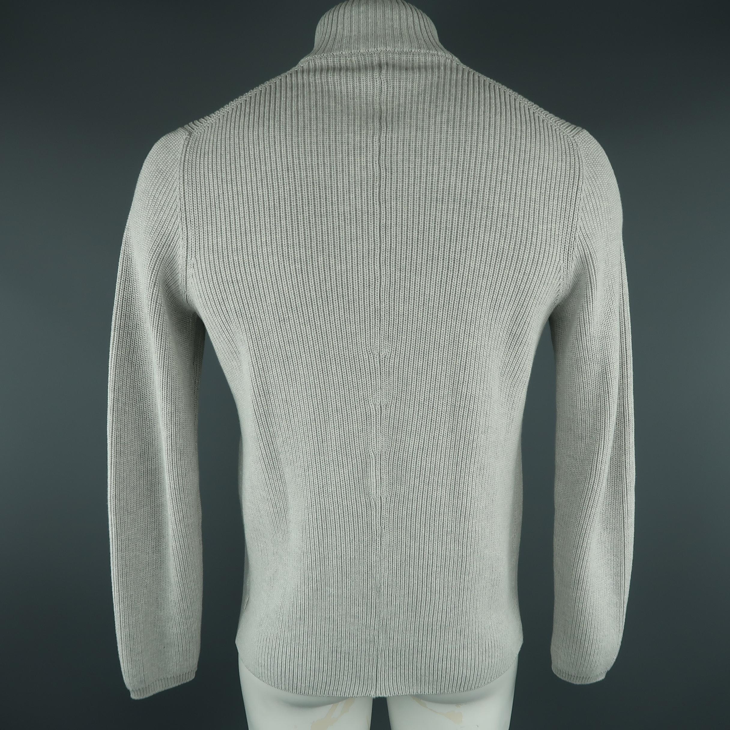 Men's BRUNELLO CUCINELLI Size 42 Light Grey Knitted Cotton Cardigan Sweater