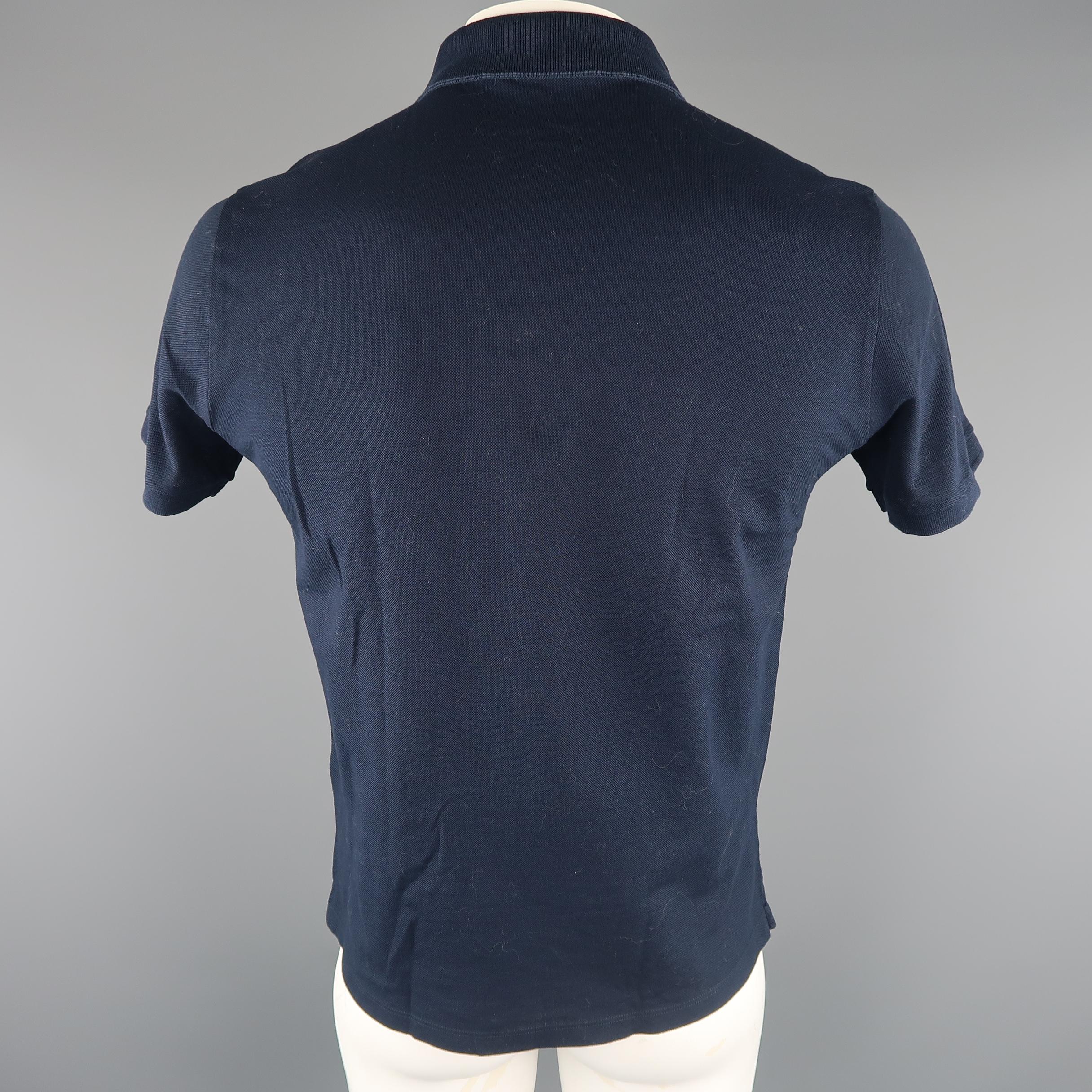  LOUIS VUITTON Size L Navy Solid Pique POLO In Excellent Condition In San Francisco, CA