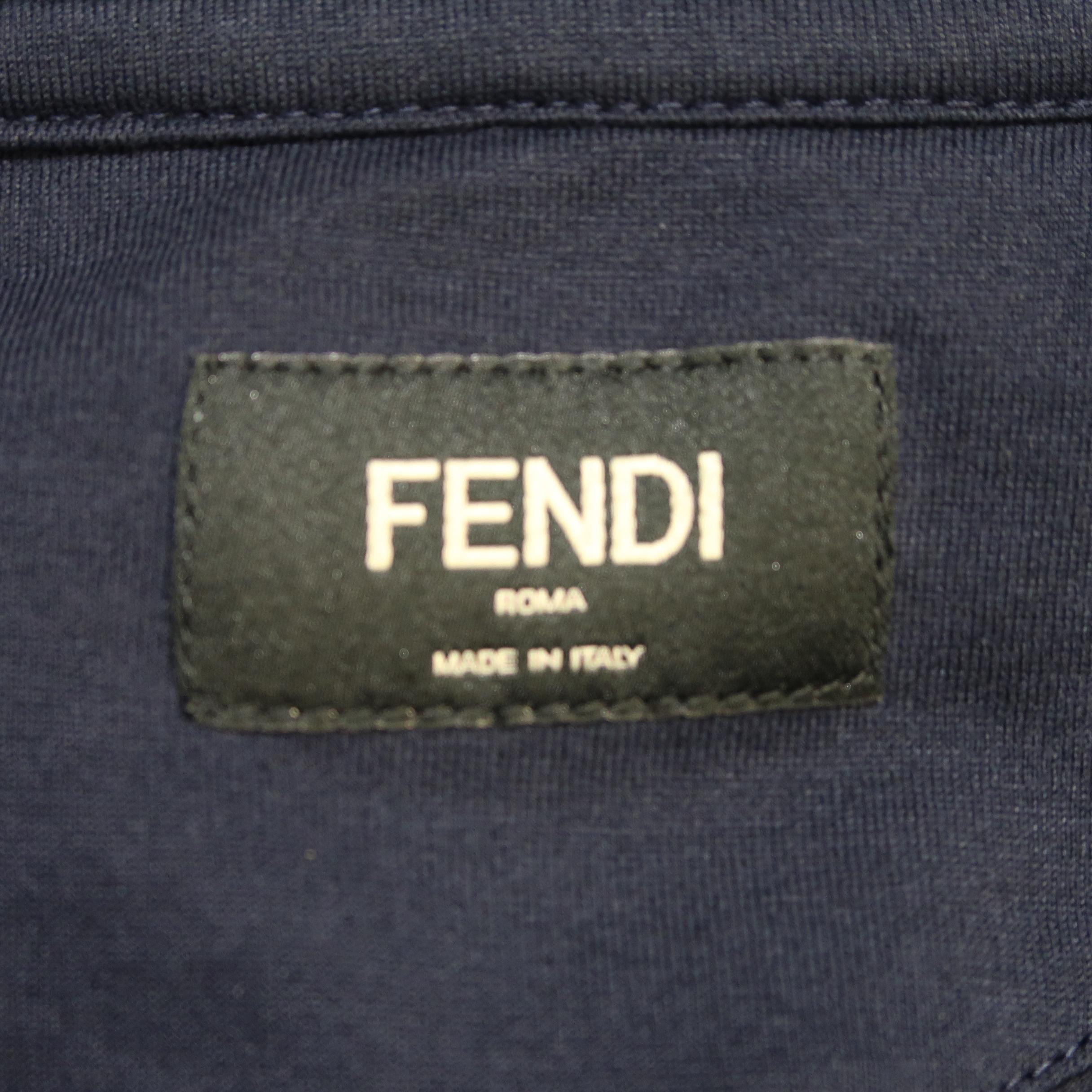 FENDI Size XL Navy Applique Cotton T-shirt 1