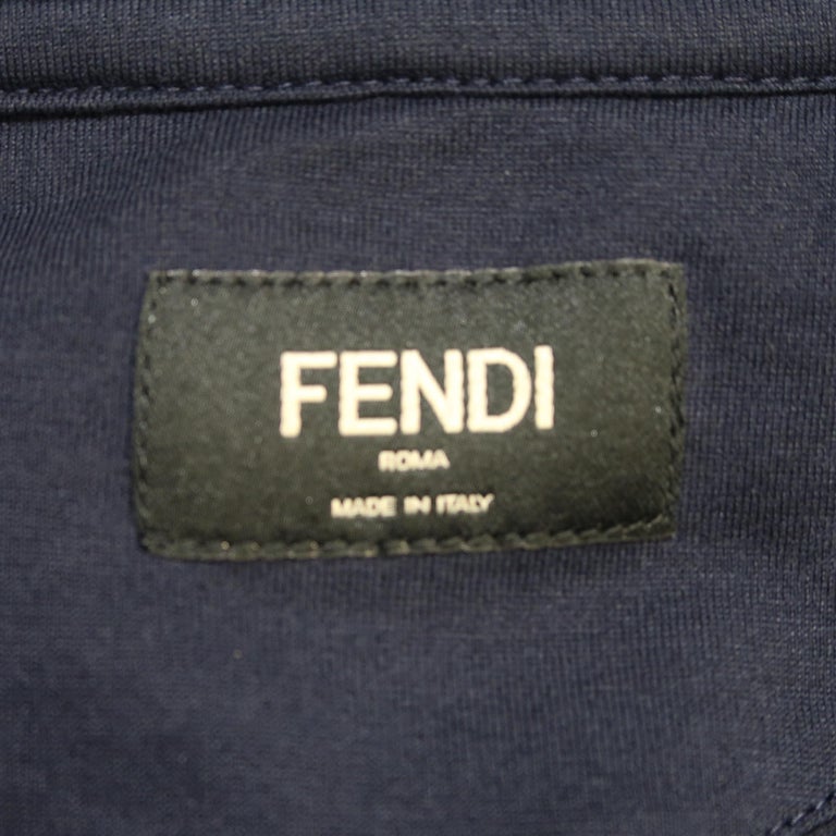 FENDI Size XL Navy Applique Cotton T-shirt For Sale at 1stDibs
