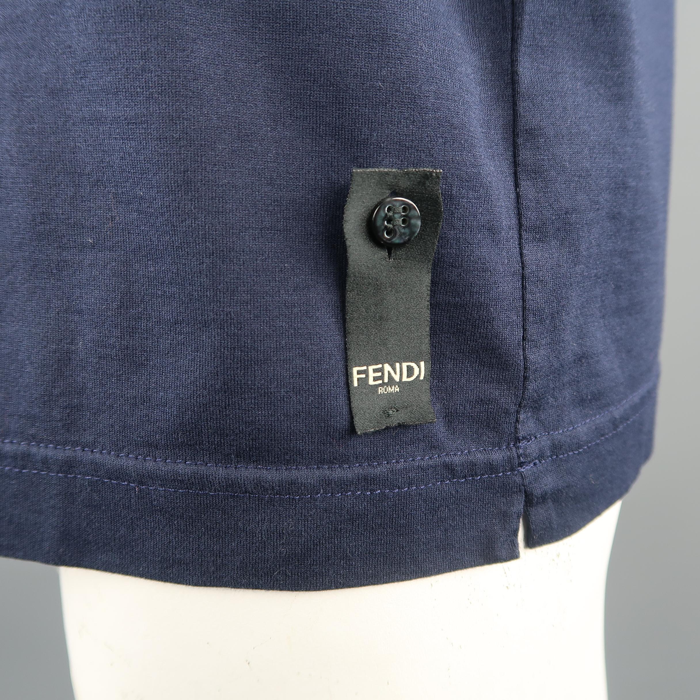 FENDI Size XL Navy Applique Cotton T-shirt In Good Condition In San Francisco, CA