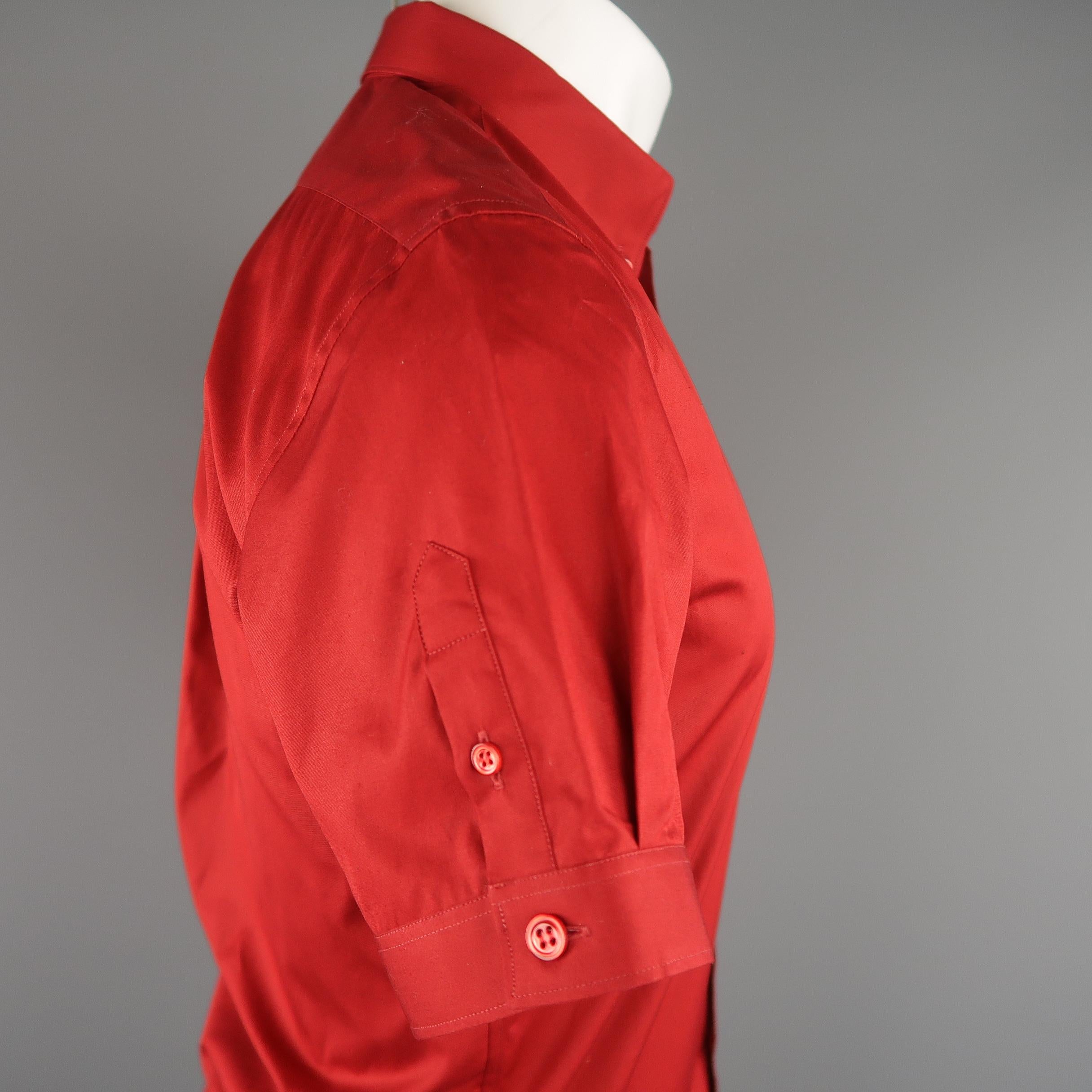 ALEXANDER MCQUEEN Size XS Red Solid Cotton Short Sleeve Shirt 1