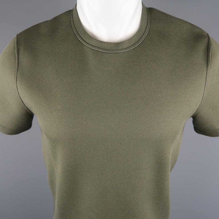 CALVIN KLEIN COLLECTION Size S Olive Solid Cotton Blend T-shirt For Sale at  1stDibs