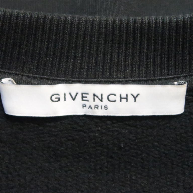 GIVENCHY Size S Black Applique Faun Motif Cross Pullover Sweatshirt ...