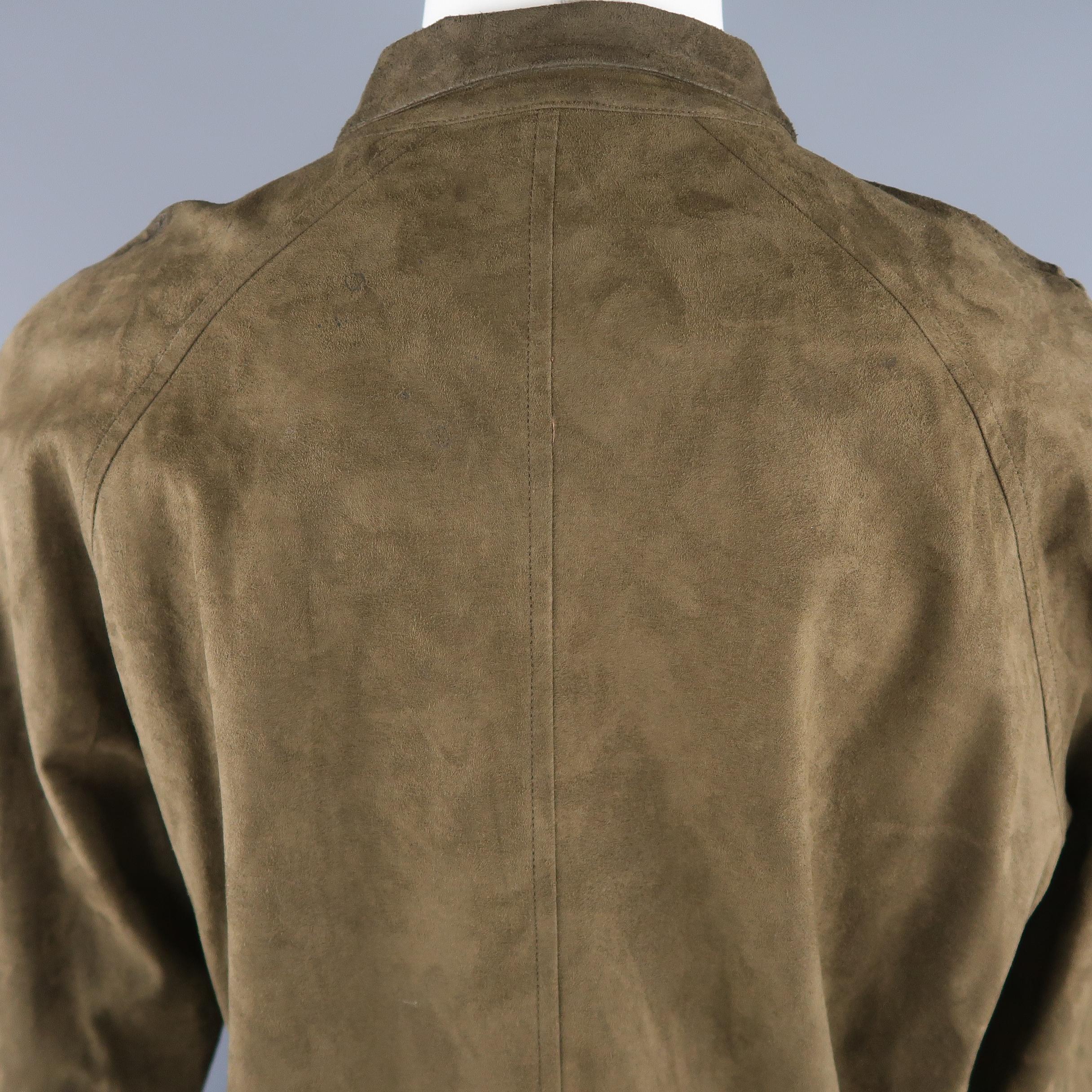 Men's ERMENEGILDO ZEGNA 40 Olive Solid Polyamide Jacket