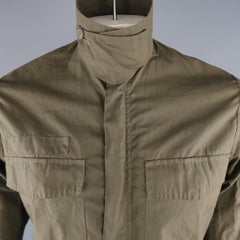 ERMENEGILDO ZEGNA 40 Olive Solid Polyamide Jacket