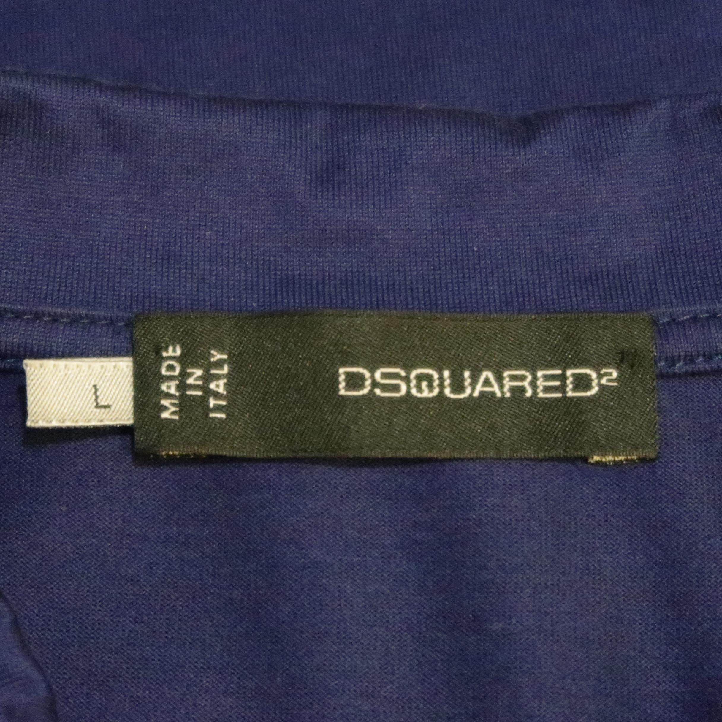 DSQUARED2 Size L Navy Solid Pique POLO 1