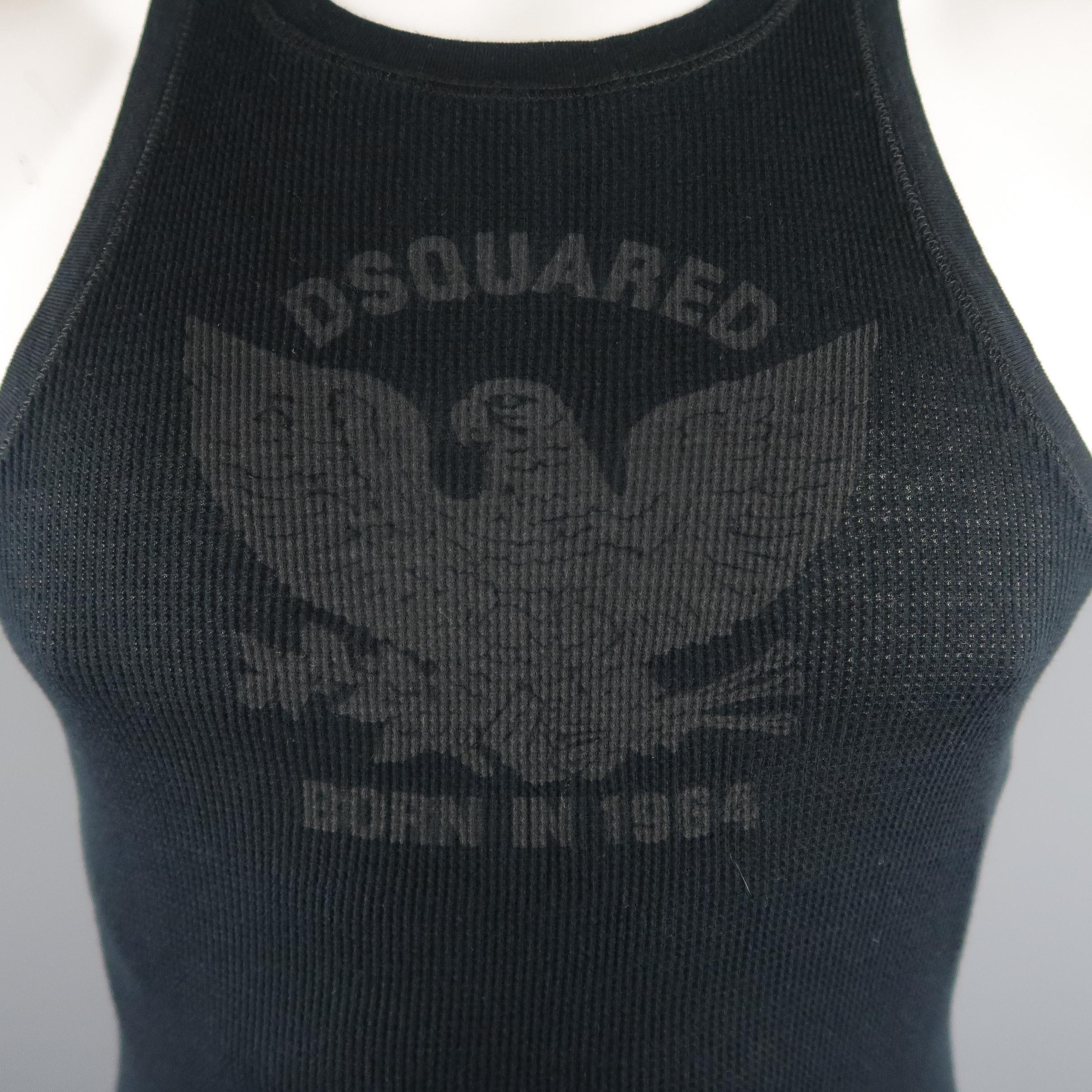 DSQUARED2 tank top come in black solid cotton material, with a 