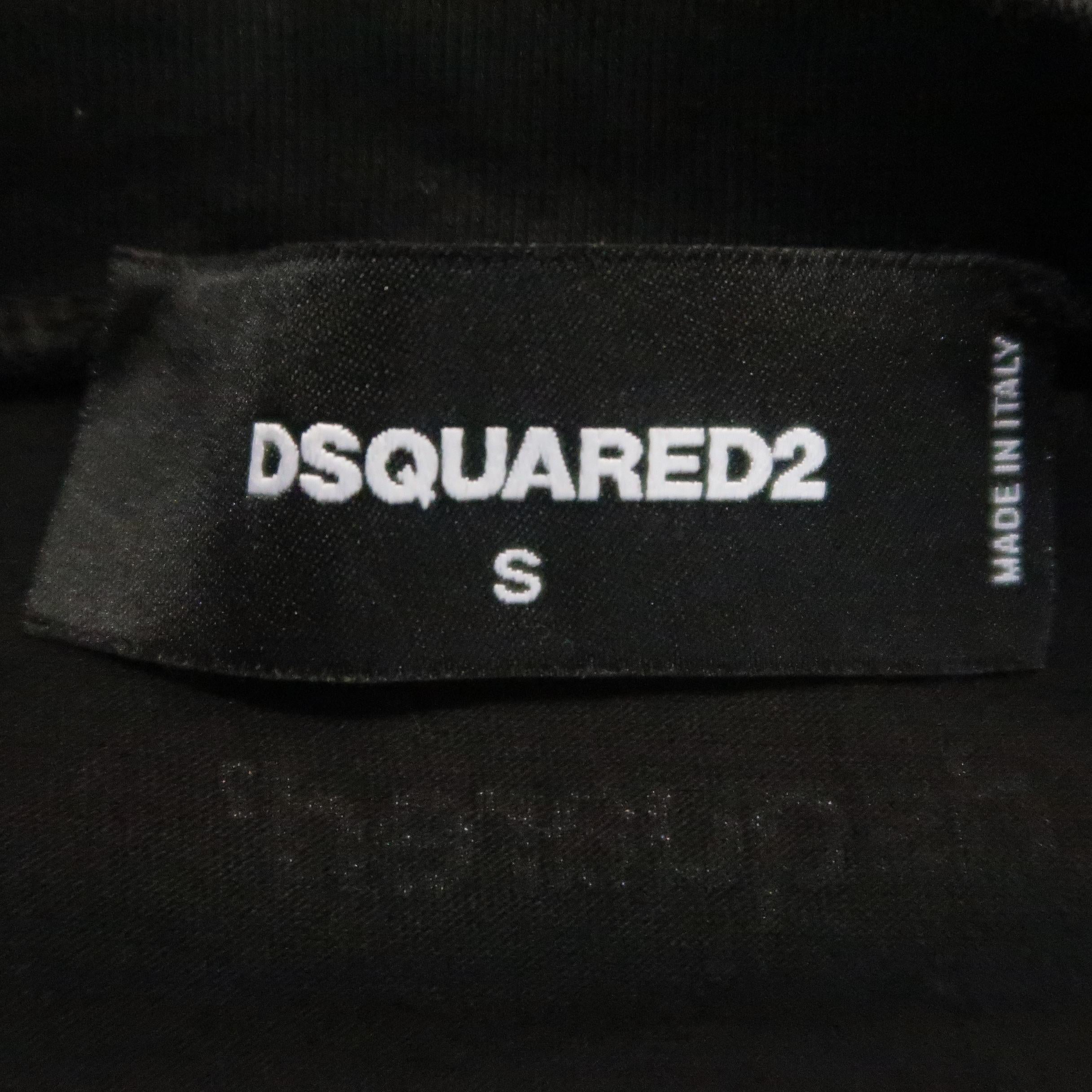 DSQUARED2 Size S Black Graphic Cotton Sleeveless T-shirt 1