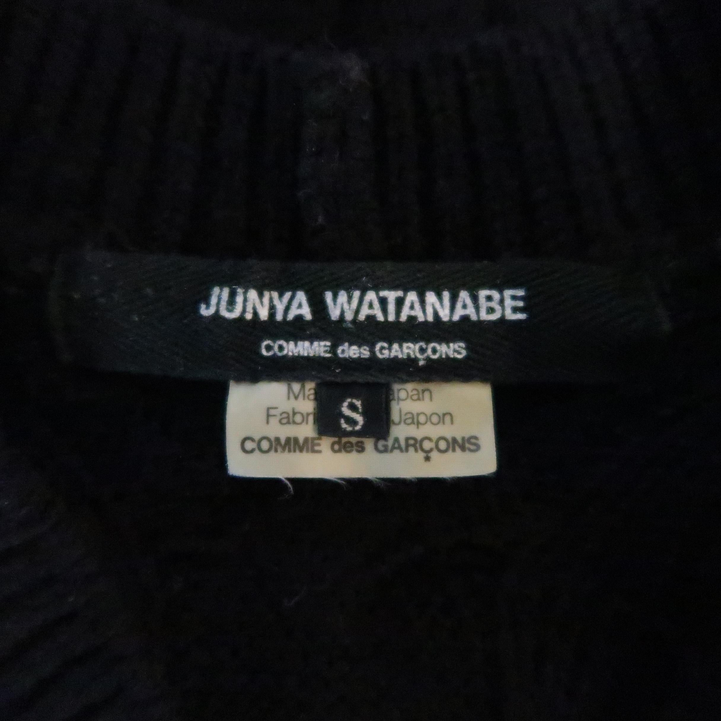 JUNYA WATANABE Size S Black Cableknit Wool Oversized V Neck Sweater 4