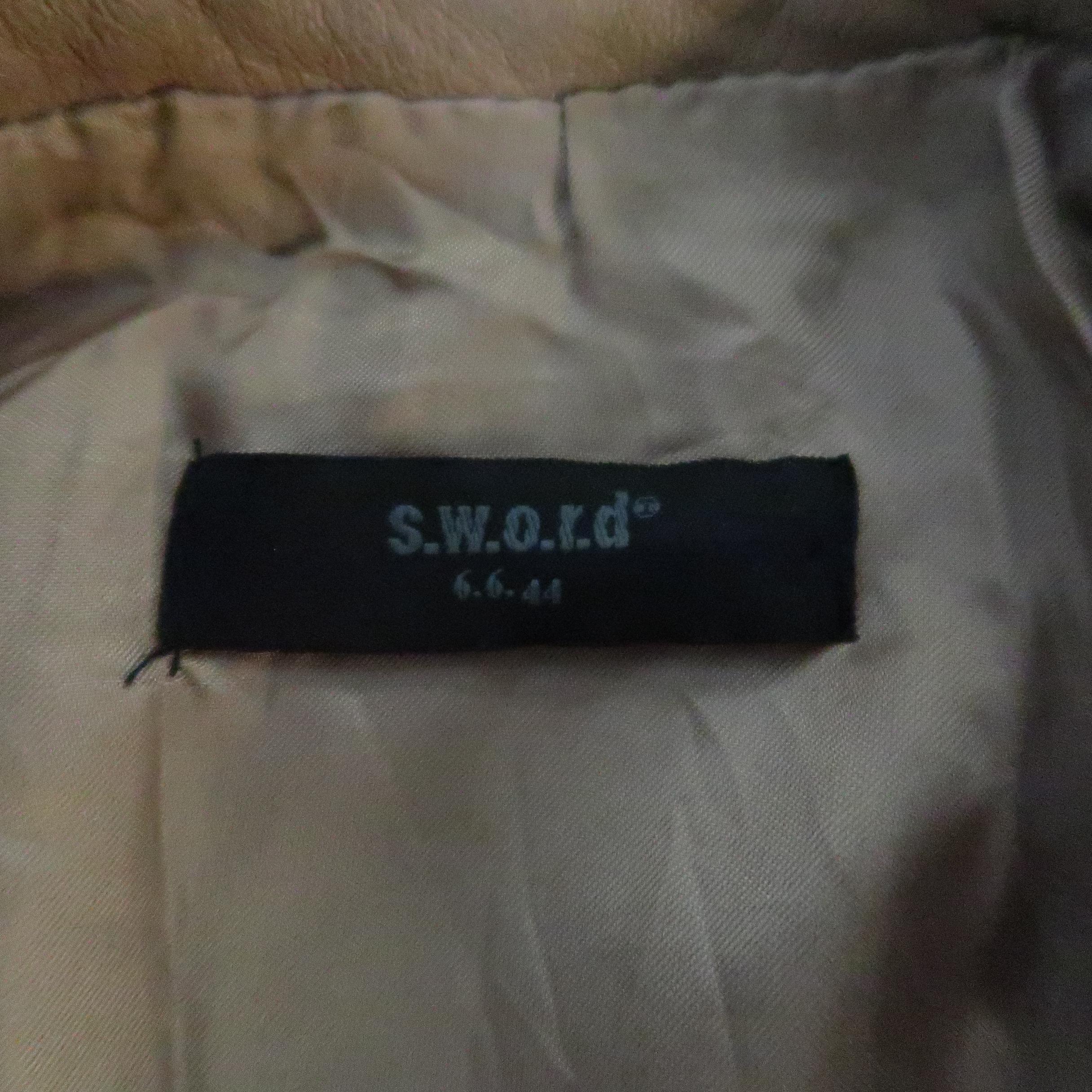 S.W.O.R.D Size XS Tan Distressed Leather Zip Jacket 5