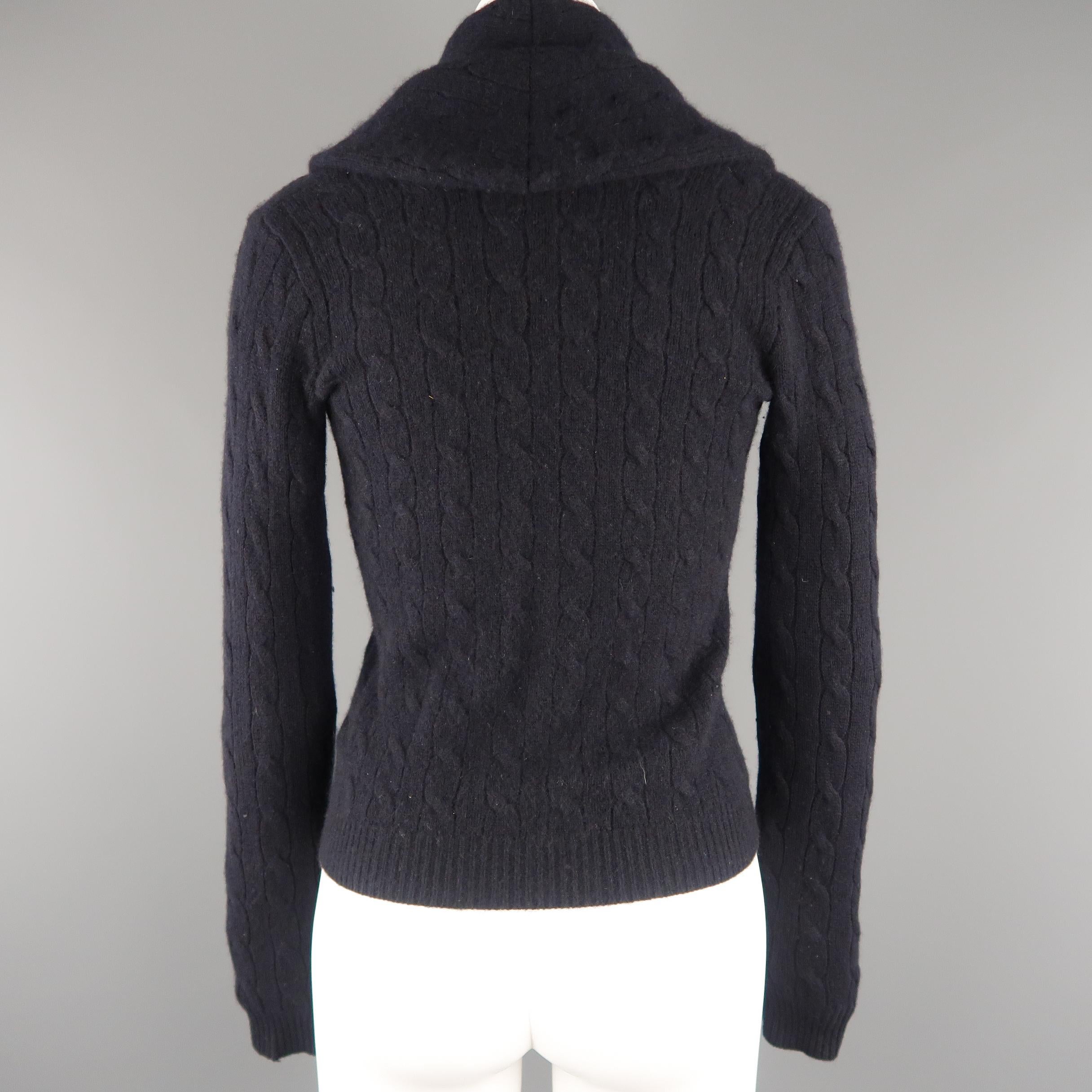 RALPH LAUREN Size S Navy Cashemere Blend Wide Shawl Collar Cardigan Sweater In Excellent Condition In San Francisco, CA