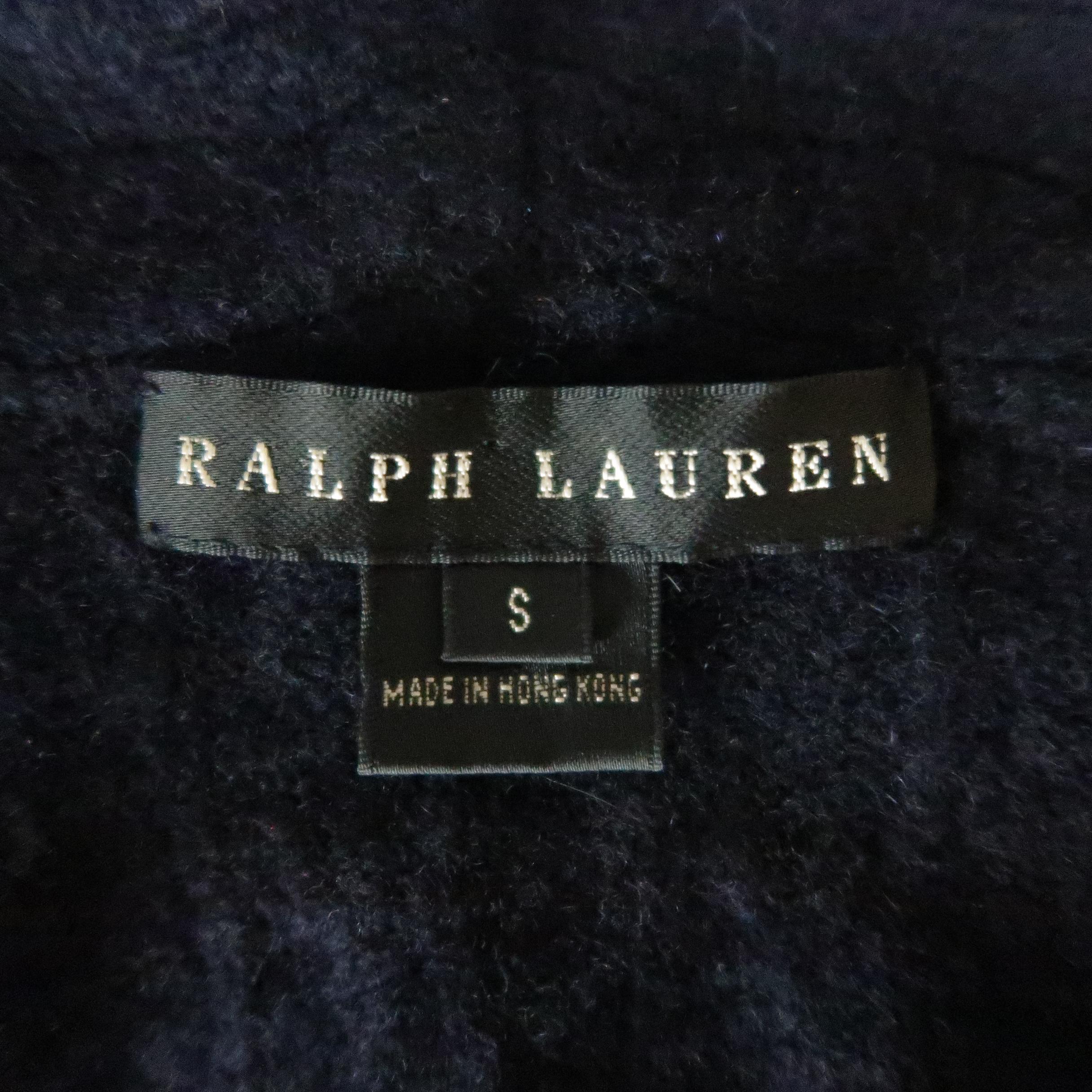 RALPH LAUREN Size S Navy Cashemere Blend Wide Shawl Collar Cardigan Sweater 1