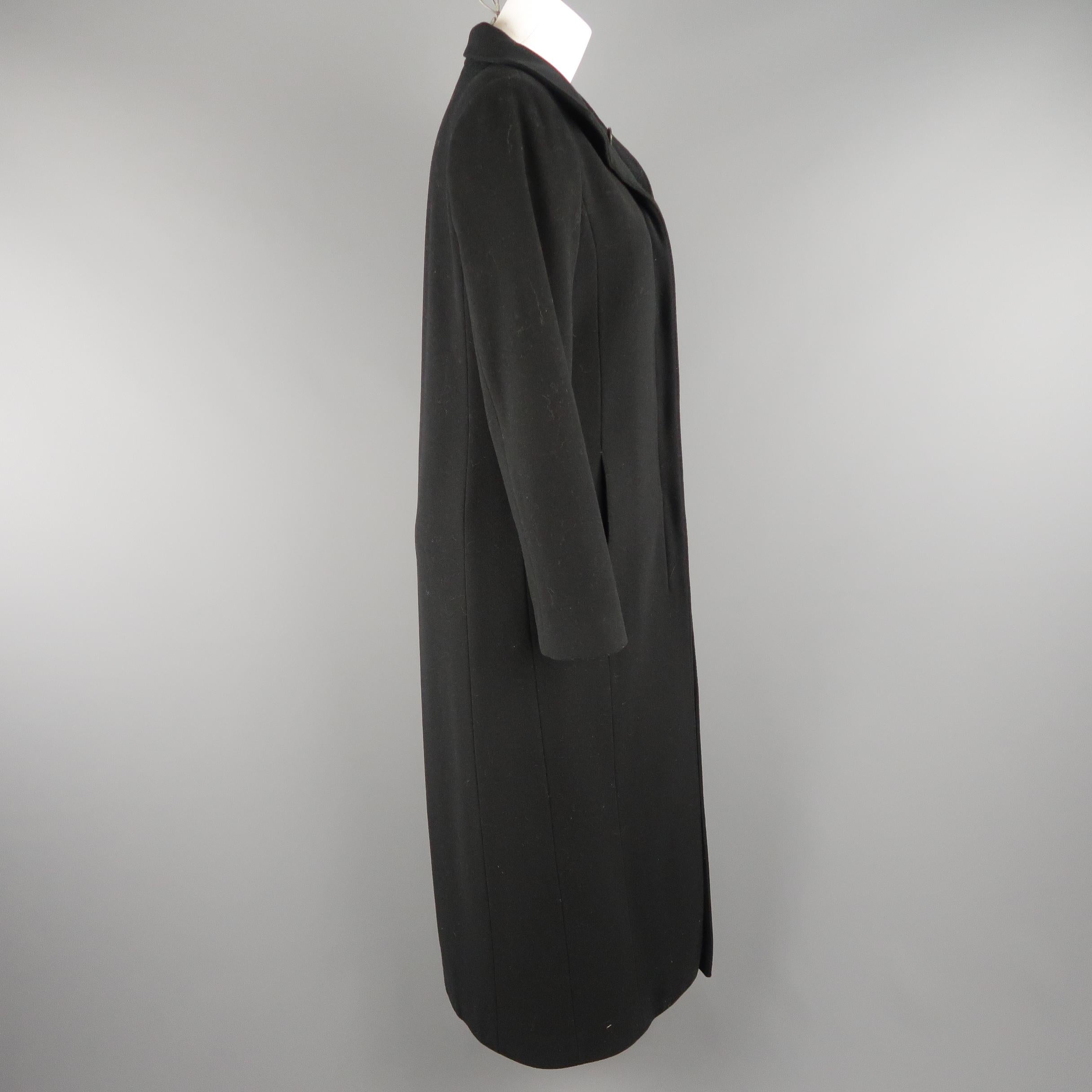 BARNEY'S NEW YORK Size 6 Black Wool / Cashmere Back Slit A line Coat In Excellent Condition In San Francisco, CA