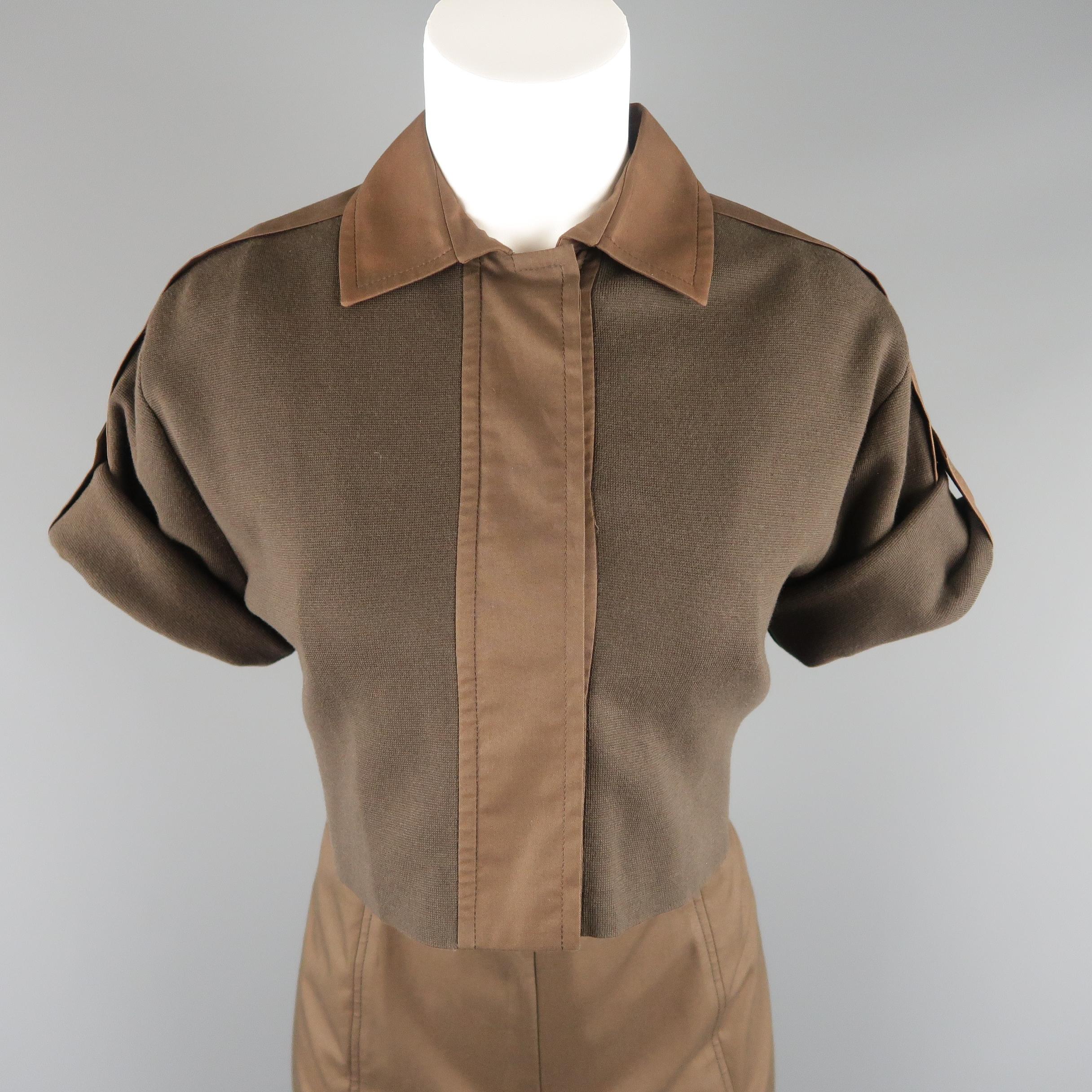 Women's AKRIS Size 8 Brown Sleeveless Shift Dress & Jacket 2 PC Dress Ensemble 