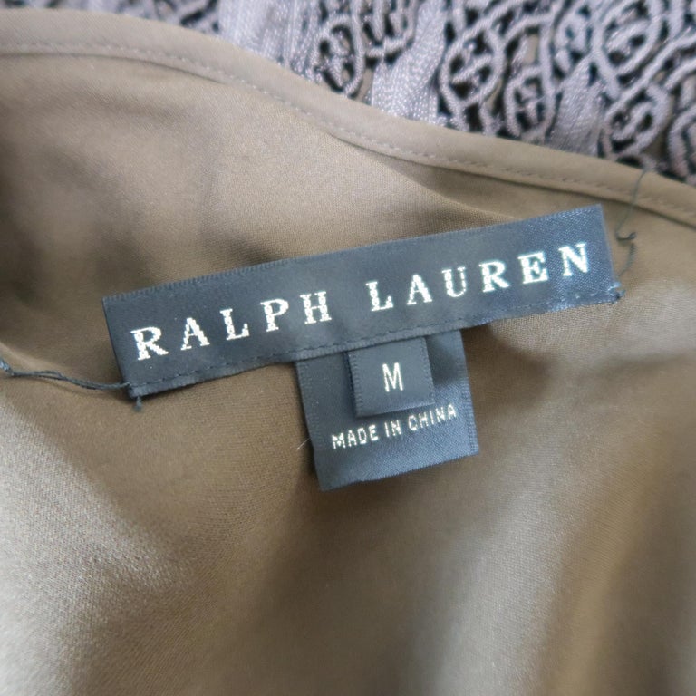 RALPH LAUREN Size M Brown Crochet Silk Lined Spaghetti Strap Sheath ...