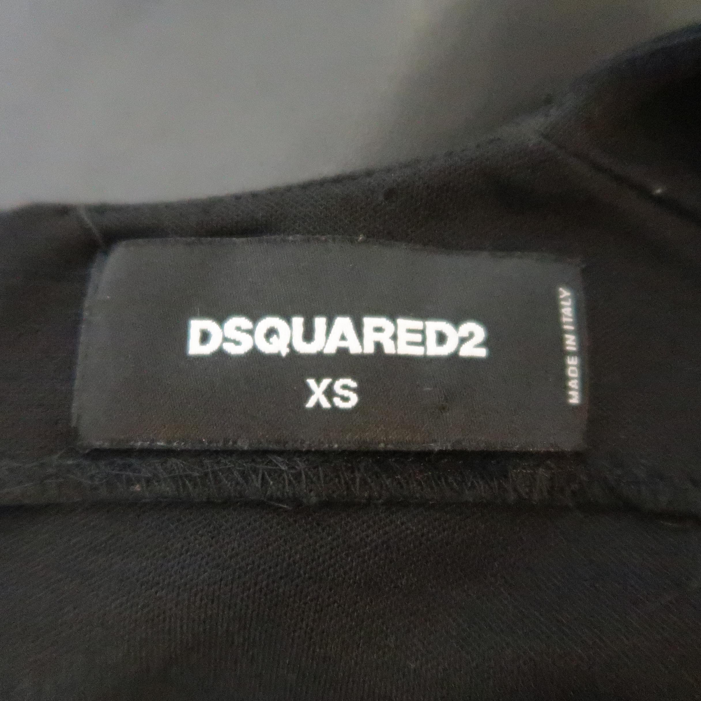 DSQUARED2 Size XS Black Sleeveless Jersey Leather Panel Shift Dress 1