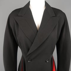 YOHJI YAMAMOTO Size S Black Wool Peack Lapel Red Lined Double Breasted Jacket
