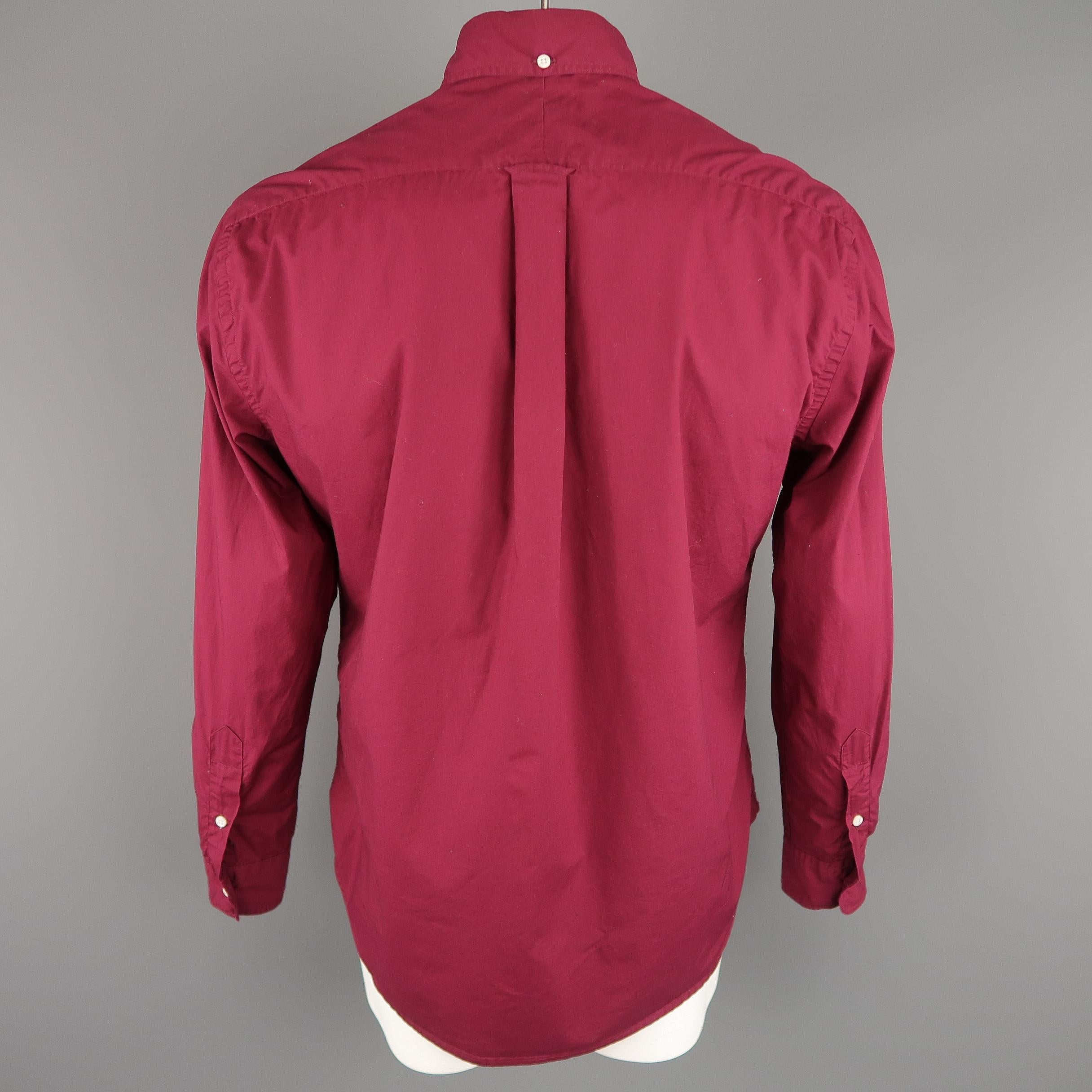 GITMAN VINTAGE Size L Burgundy Solid Cotton Long Sleeve Shirt In Excellent Condition In San Francisco, CA