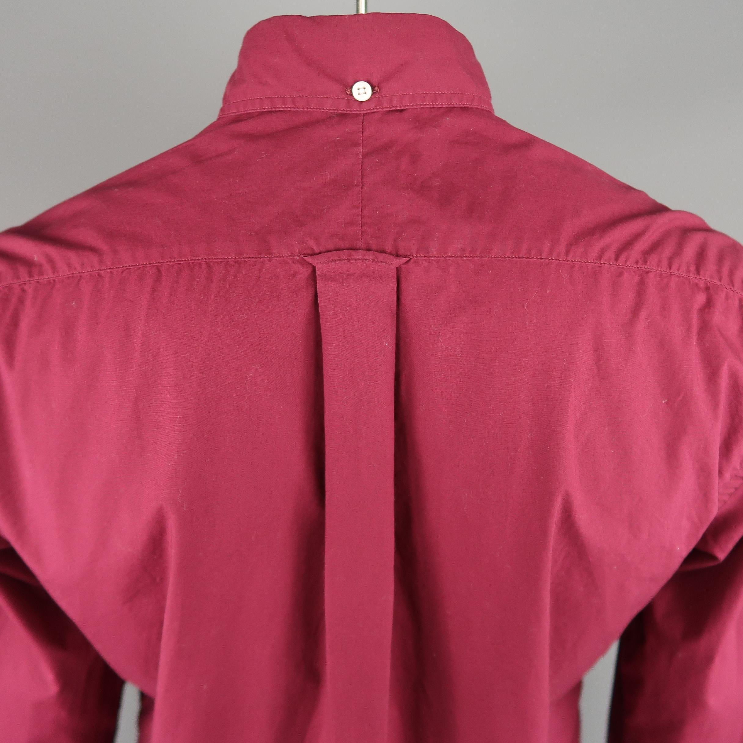 Men's GITMAN VINTAGE Size L Burgundy Solid Cotton Long Sleeve Shirt