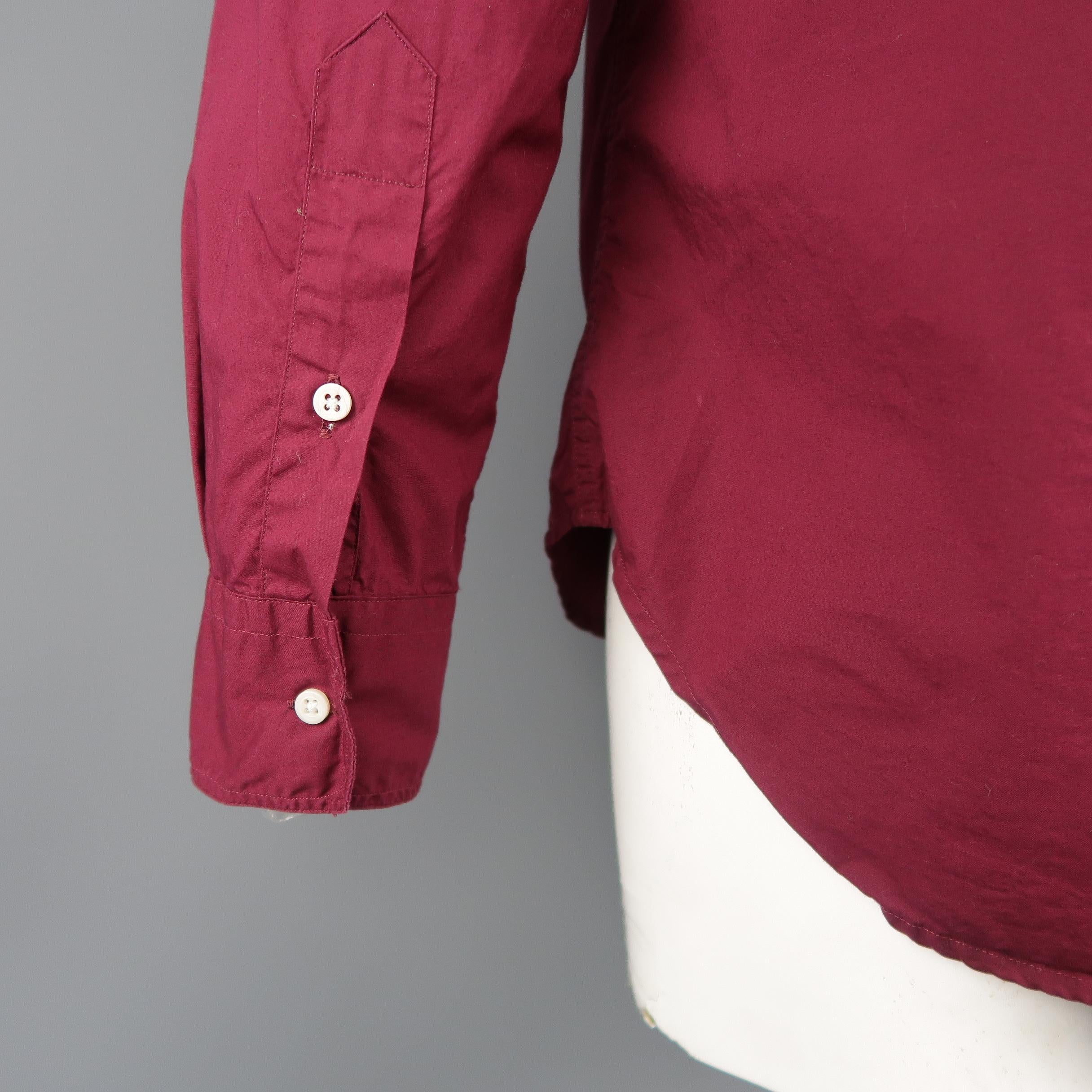 GITMAN VINTAGE Size L Burgundy Solid Cotton Long Sleeve Shirt 1