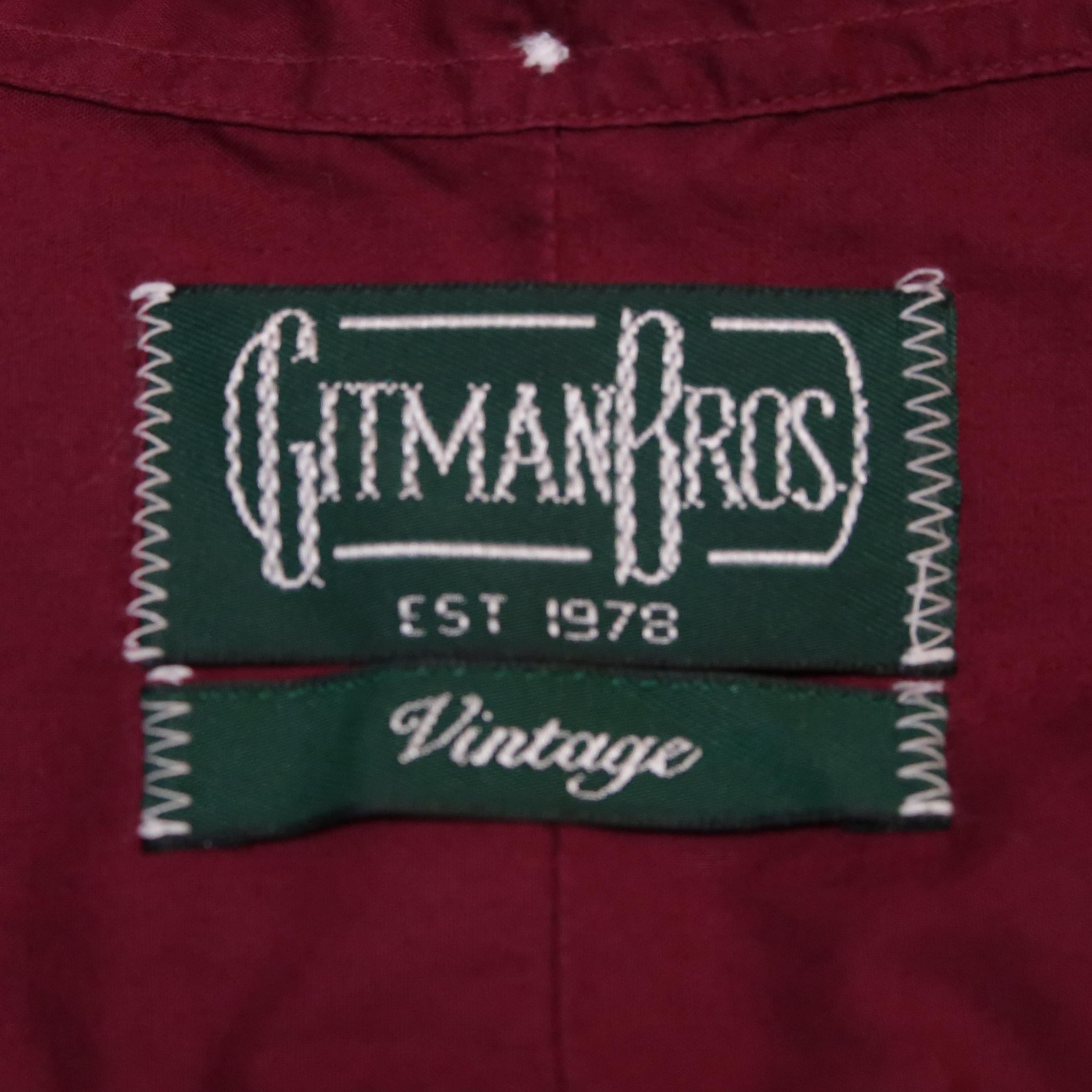 GITMAN VINTAGE Size L Burgundy Solid Cotton Long Sleeve Shirt 2