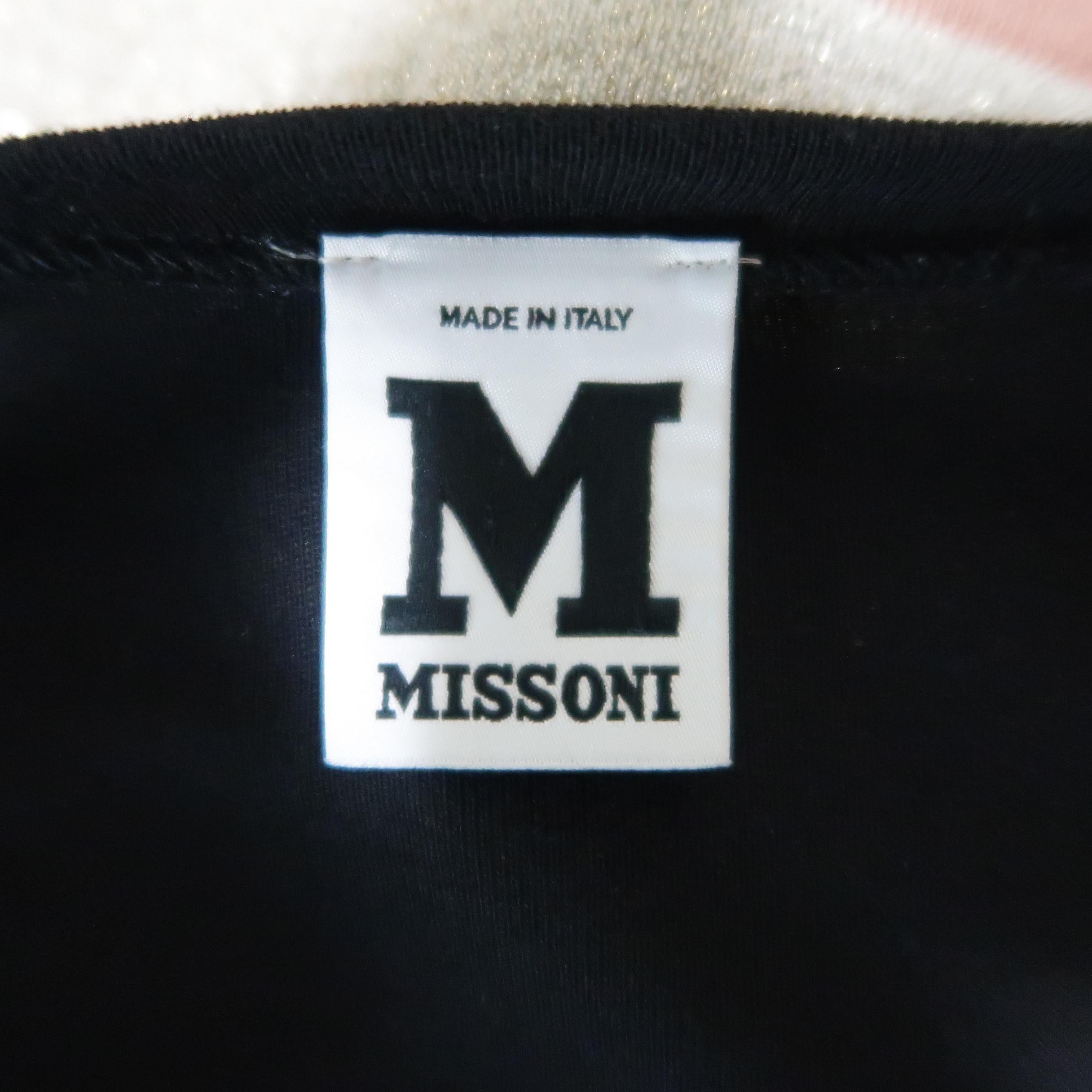 M MISSONI Size 2 Black Jersey Drop Waist Striped Knit Skirt Dress 2