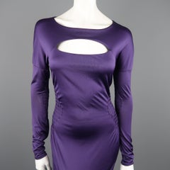 GUCCI Size M Purple Keyhole Cutout Long Sleeve Cocktail Sheath Dress