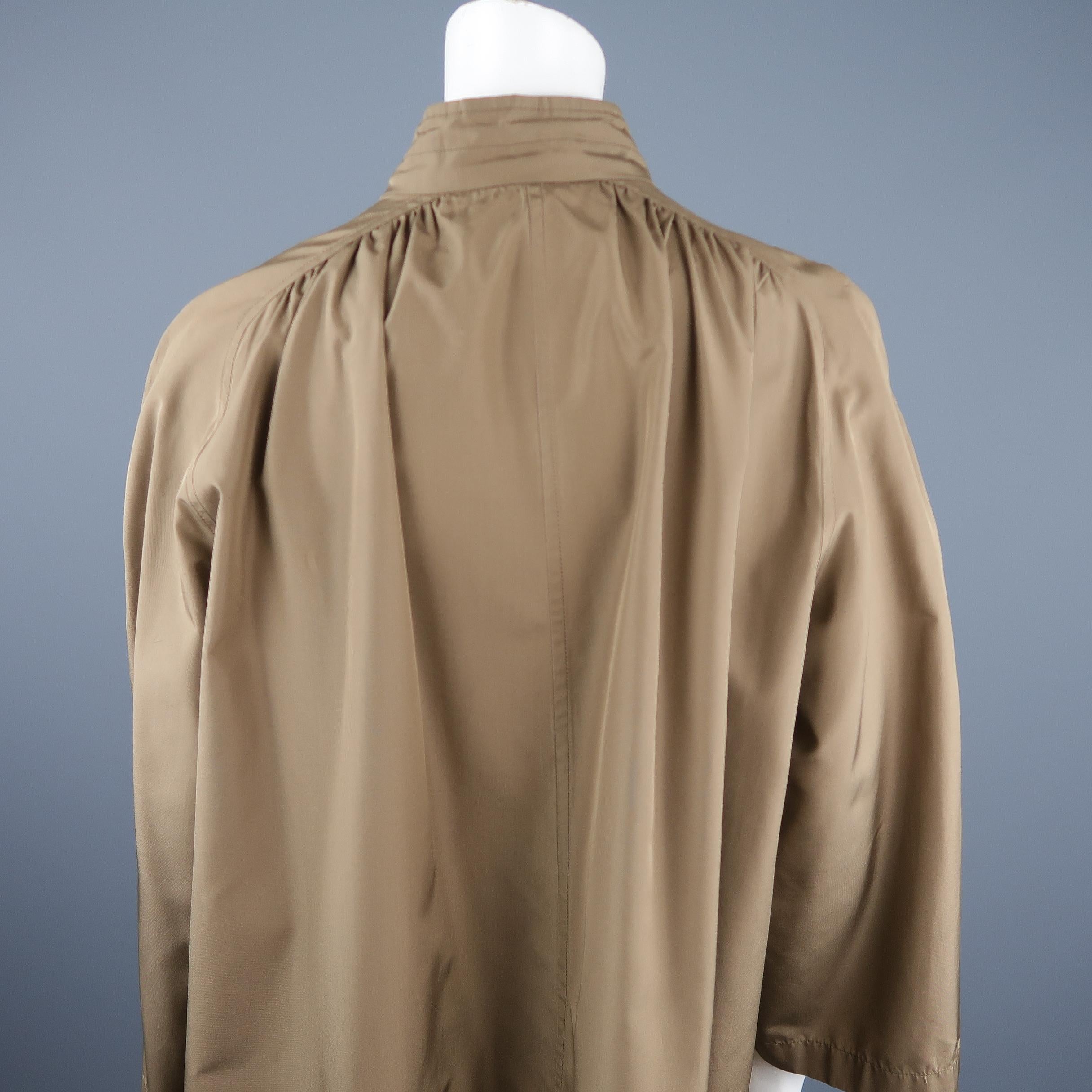Vintage VALENTINO Tan High Collar Gathered A Line Over Coat 2