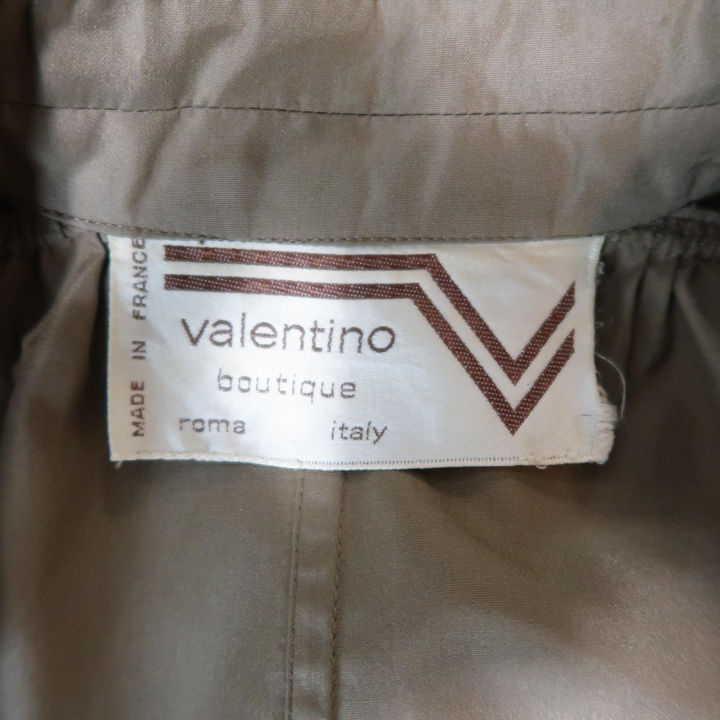 Vintage VALENTINO Tan High Collar Gathered A Line Over Coat 4