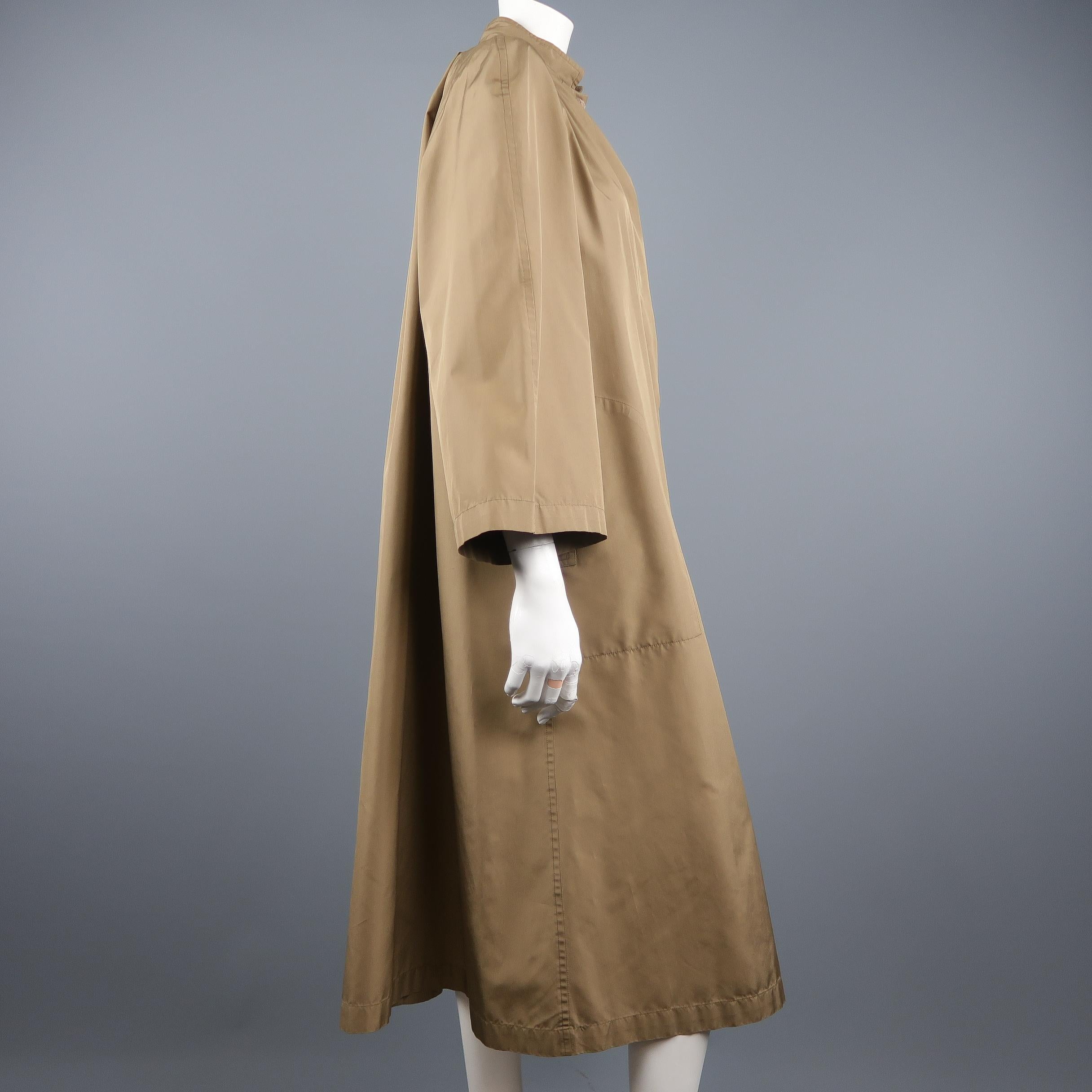 Women's Vintage VALENTINO Tan High Collar Gathered A Line Over Coat