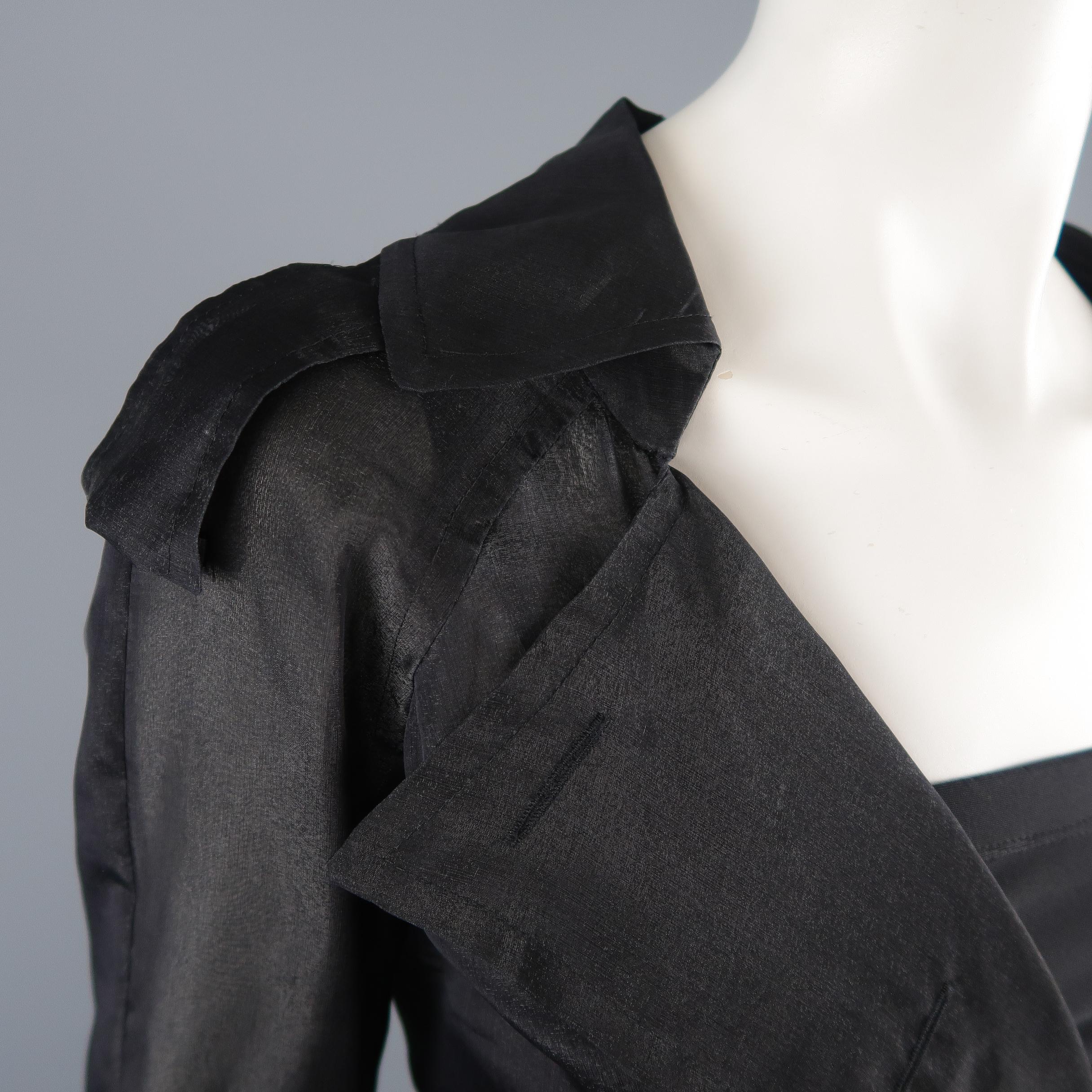 Women's MAX MARA Size 4 Black Silk Blend Organza Double Breasted Trench Coat