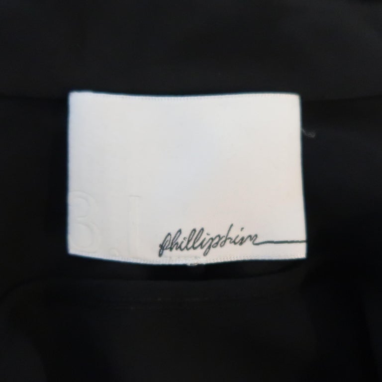 3.1 PHILLIP LIM Size S Black Silk Chiffon Lace Panel Band Collar Blouse ...