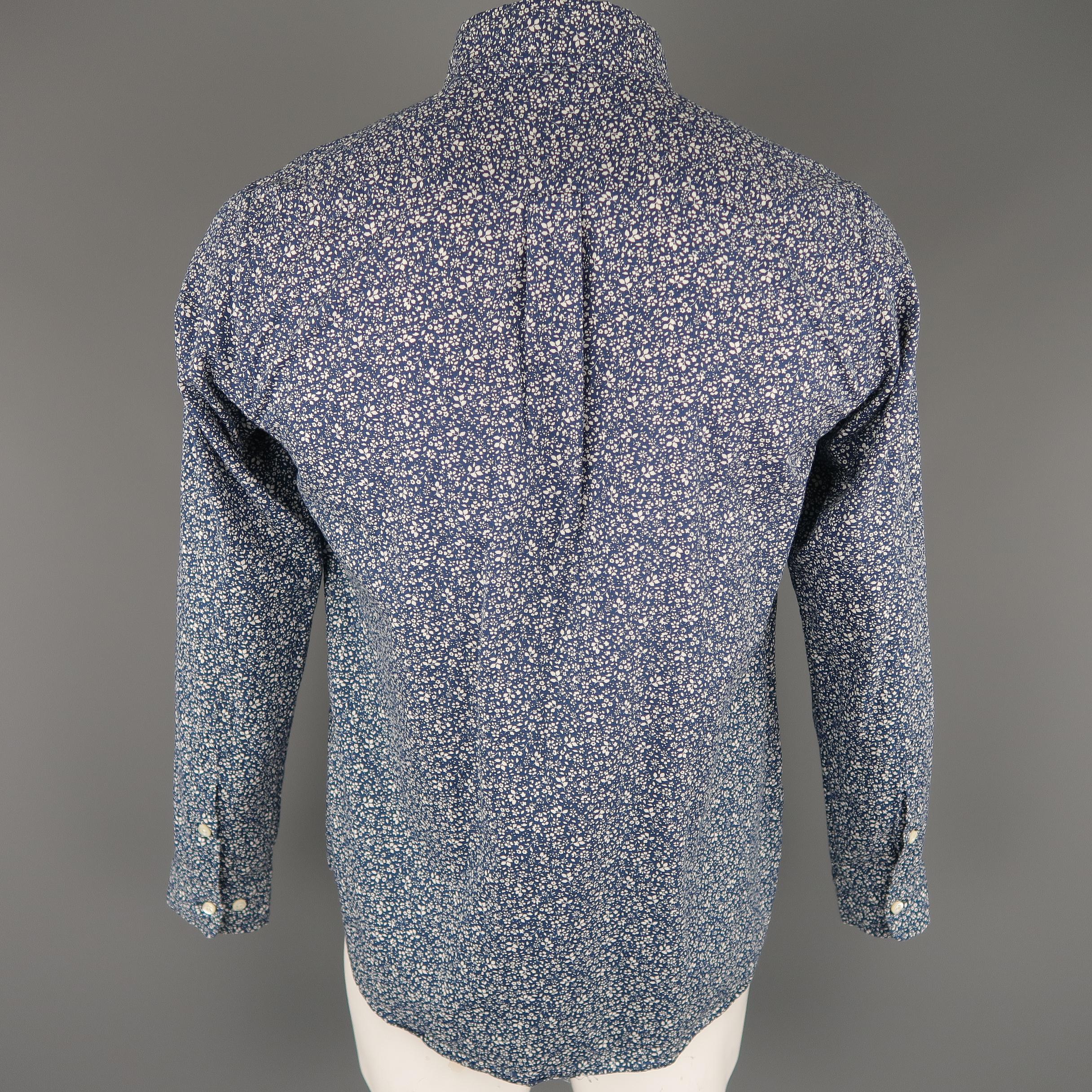 Gray TS (S) Size L Navy Floral Cotton Long Sleeve Shirt