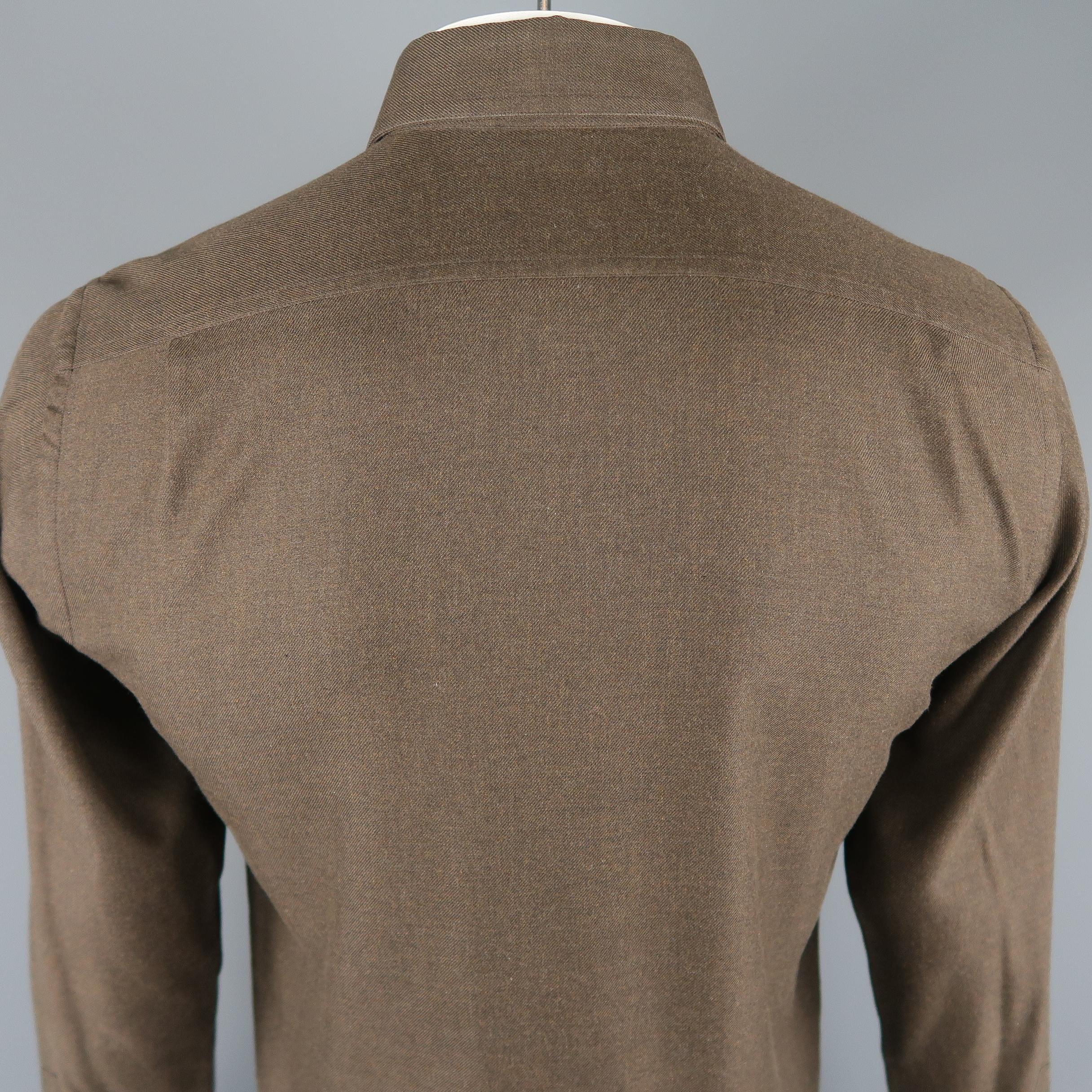 Men's TOM FORD Size S Brown Solid Cotton Long Sleeve Shirt